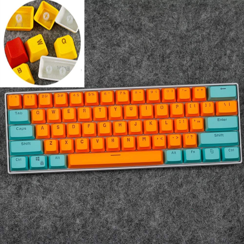 YQYL 61-key mechanical keyboard keycap PBT frosted transparent keycap 61 keycap two-color molding injection keycap,E