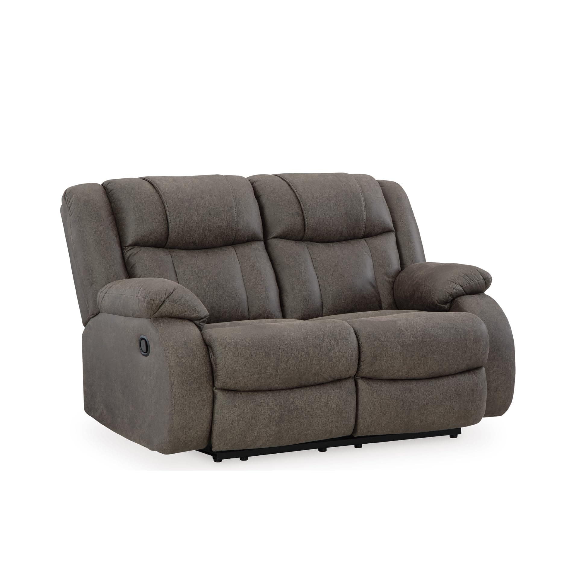 Signature Design by Ashley First Base Contemporary Faux Leather Manual Reclining Loveseat, Gray