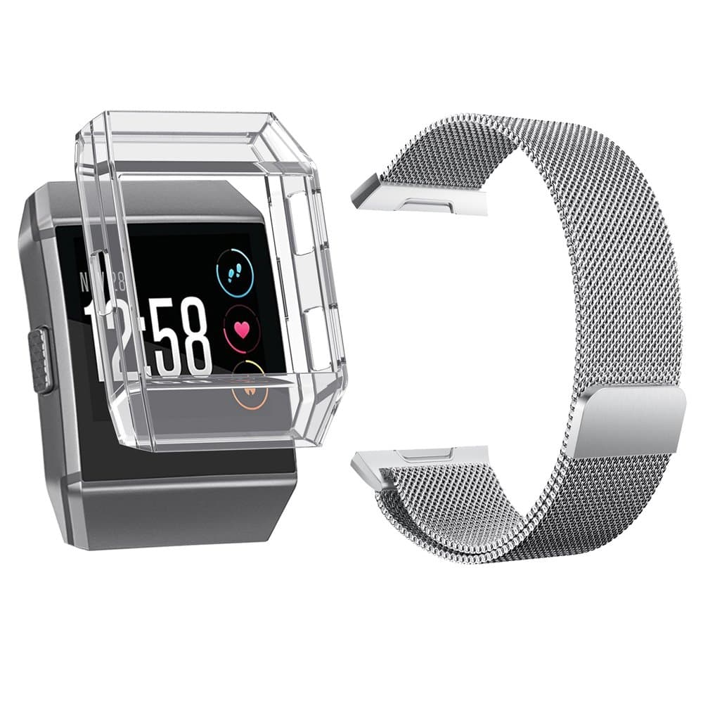 BOCOL Fitbit Ionic Bands, Stainless Steel Milanese Loop Metal Replacement Band with Unique Magnet Lock Accessories for Fitbit Ionic Smart Watch Small Large