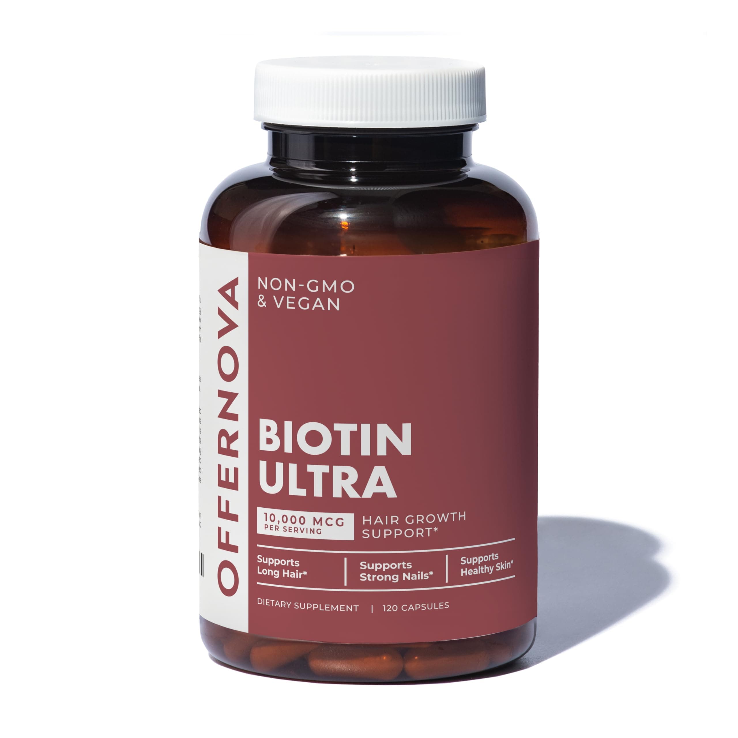 Offernova Biotin Ultra - Vitaminas para el Cabello con Biotina - Pastillas para Crecimiento del Pelo y Barba | Fortalece el Pelo Piel y Unas - 120 Tabletas