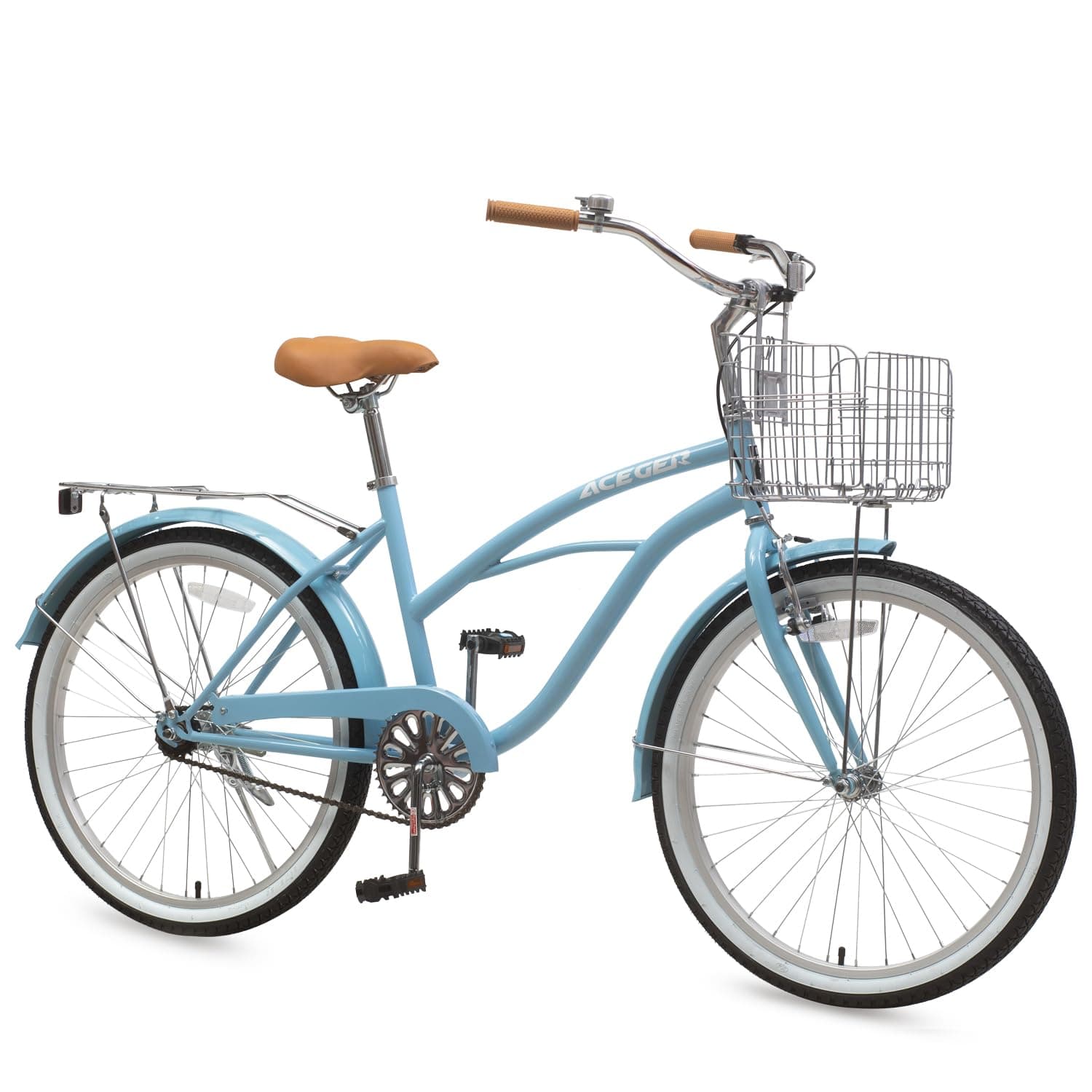 24 26 Inch Women Beach Cruiser Bike, Single Speed and 7 Speed, Adult Hybrid Bike Commuter Bicycle, Hi-Ten Steel Frame with Adjustable Handlebar and Saddle, Multiple Colors