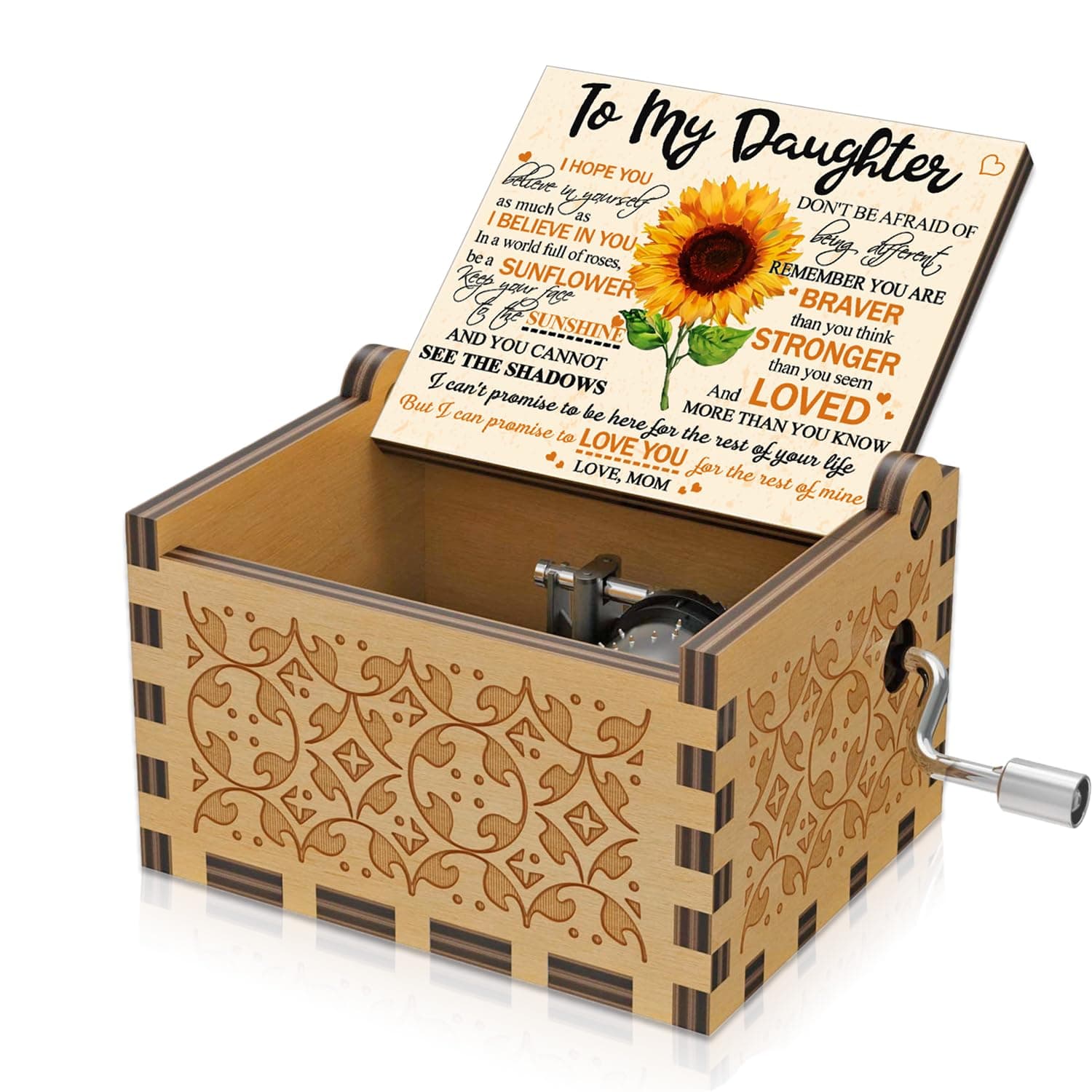 BOOB Wood Sunflower Cute Music Box You are My Sunshine Wooden Colorful Musical Gifts from Mom to Daughter for Birthday/Christmas/Valentine's Day/Thanksgiving Day/Mother's Day