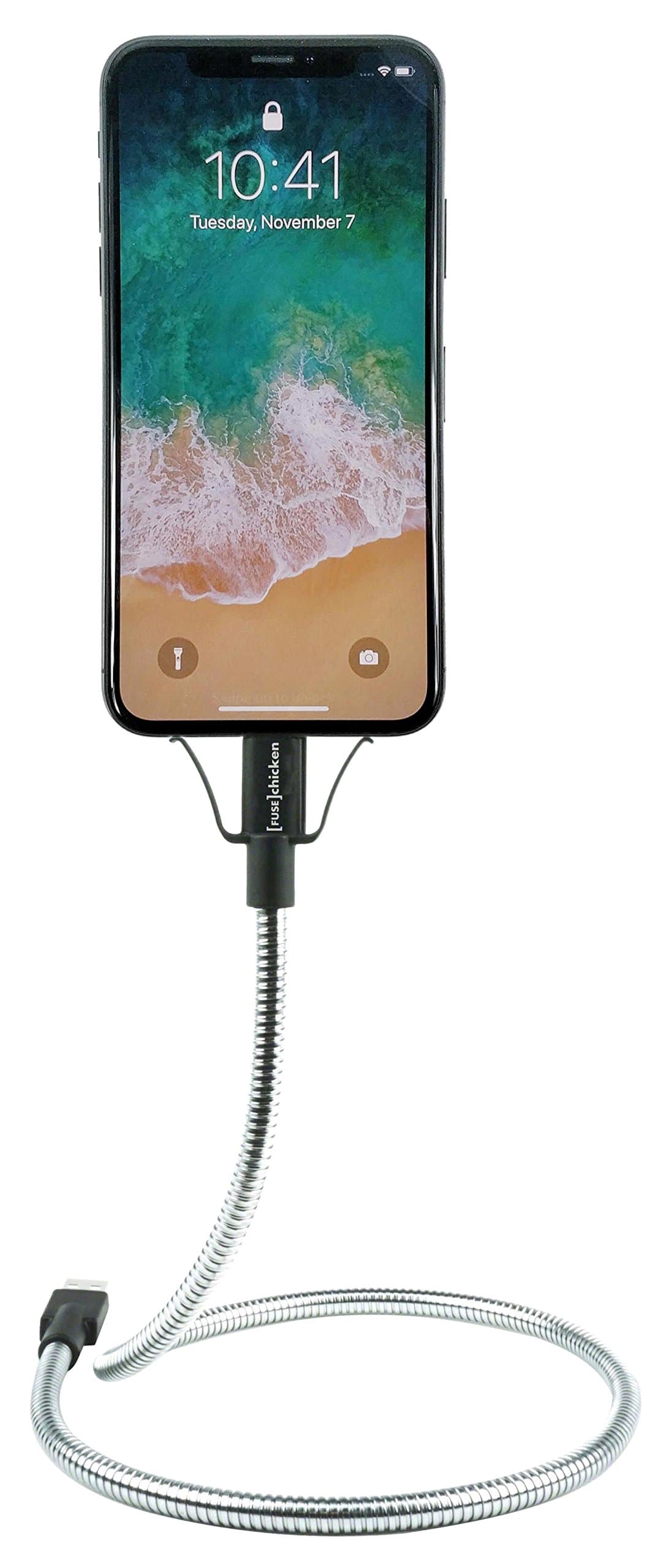 Fuse Chicken Bobine Flex Flexible Dock with Lightning Port for iPhone - Black/Silver, FUSAUL