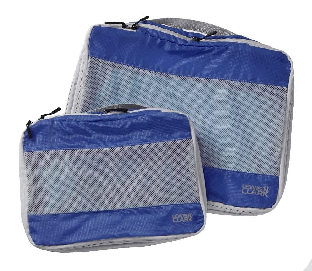 Lewis N. ClarkElectroLight Expandable Compression-Packing Cube + Travel Organizer for Luggage, Suitcase or Carry On with Smart Design Grab Handle & Breathable Mesh, 2-Pack (1 Med, 1 Lrg), Dark Blue