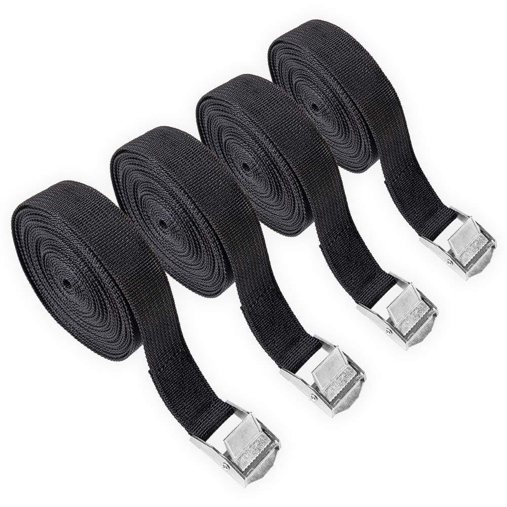 4 Pcs Ratchet Tie Down Straps, 5m x 25mm 250kg Heavy Duty Lashing Straps, Adjustable Retaining Straps Tensioning Belts with Buckle for Vans, Motorcycle, Trucks,Trailer, Luggage, Cargo.
