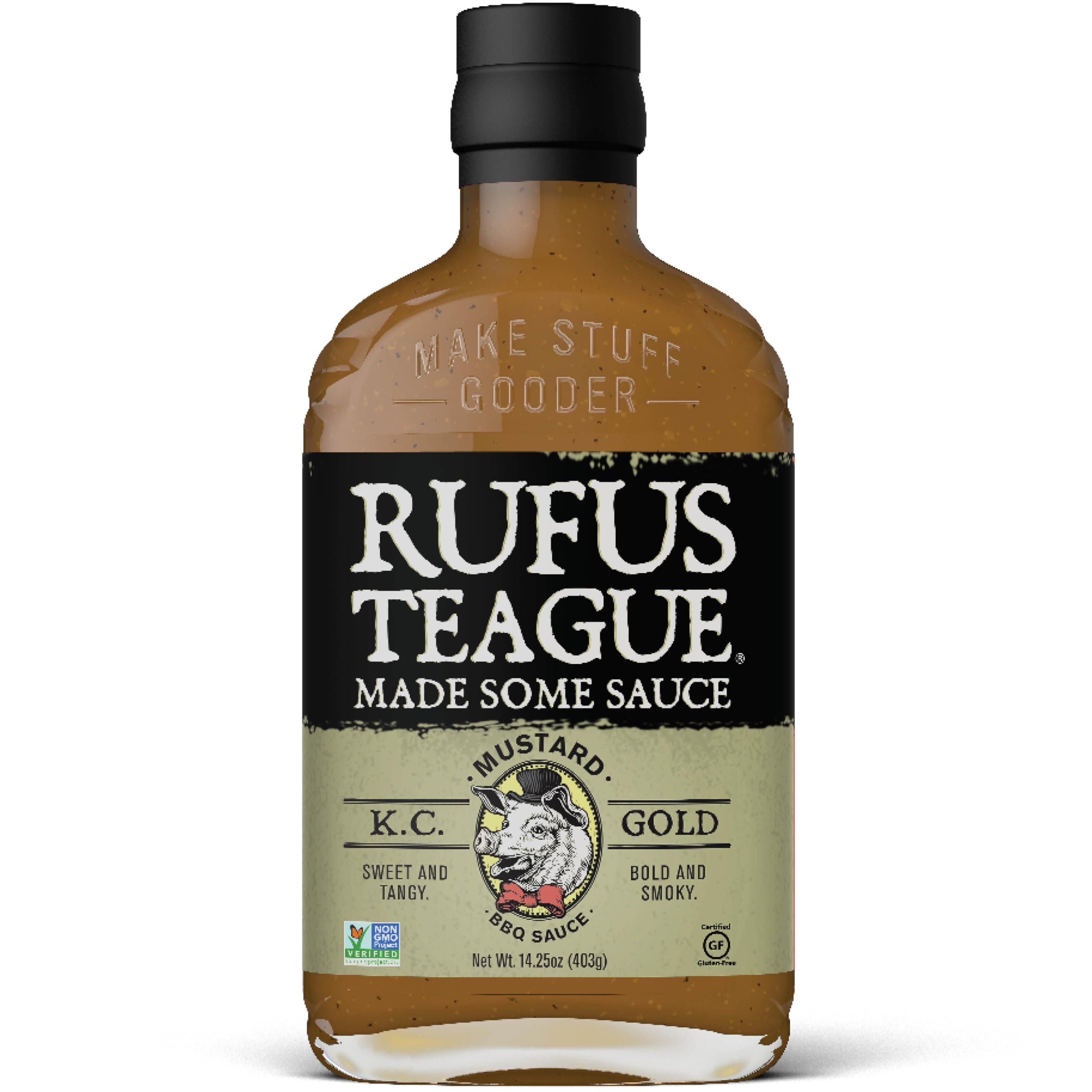 KC Gold BBQ Sauce, 1 Pack Size, Premium Mustard Barbecue Sauce with Natural Ingredients, Award-Winning Bold Flavor, Gluten-Free, Non-GMO, 14.25 oz