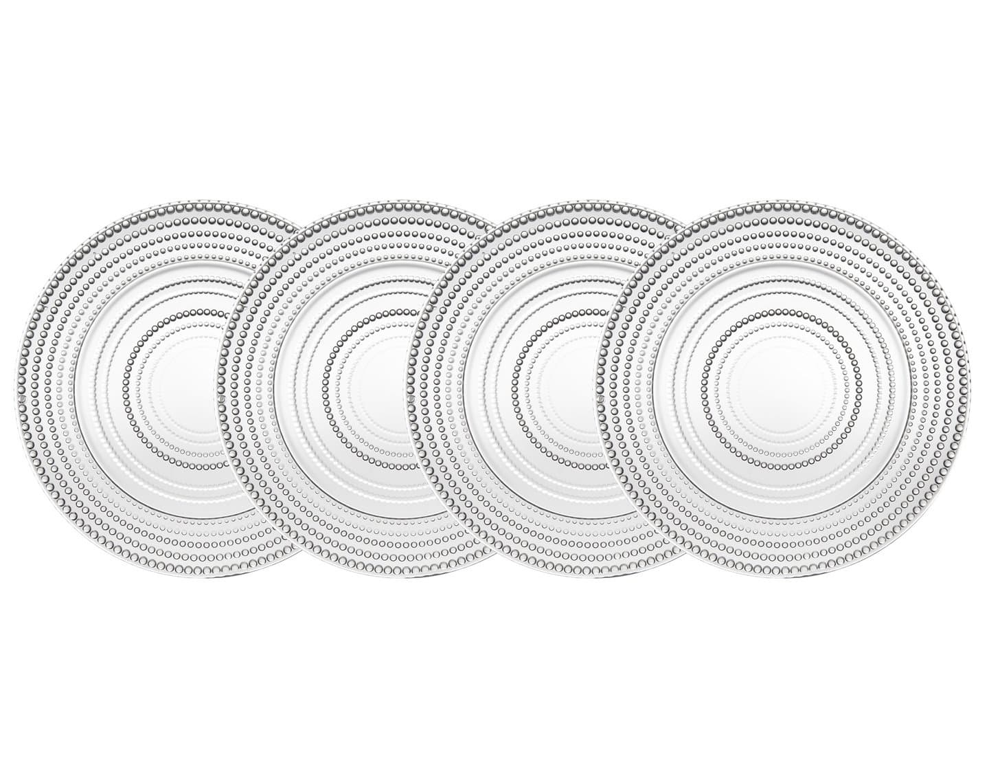 Godinger Glass Dinner Plates, Dinnerware Plate Set - Lumina,10.5", Set of 4