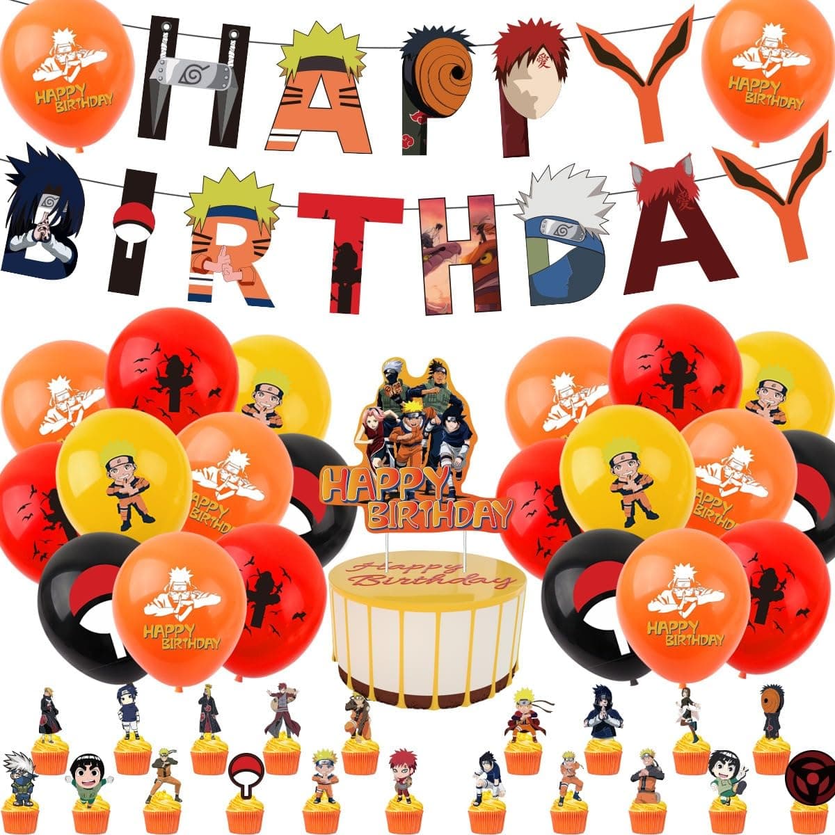 Atpata Funky Naruto Fighter Theme Kids Birthday Decoration Party Foil Balloons - Transform your child's birthday party into an Epic Ninja Theme! (Naruto Kit)
