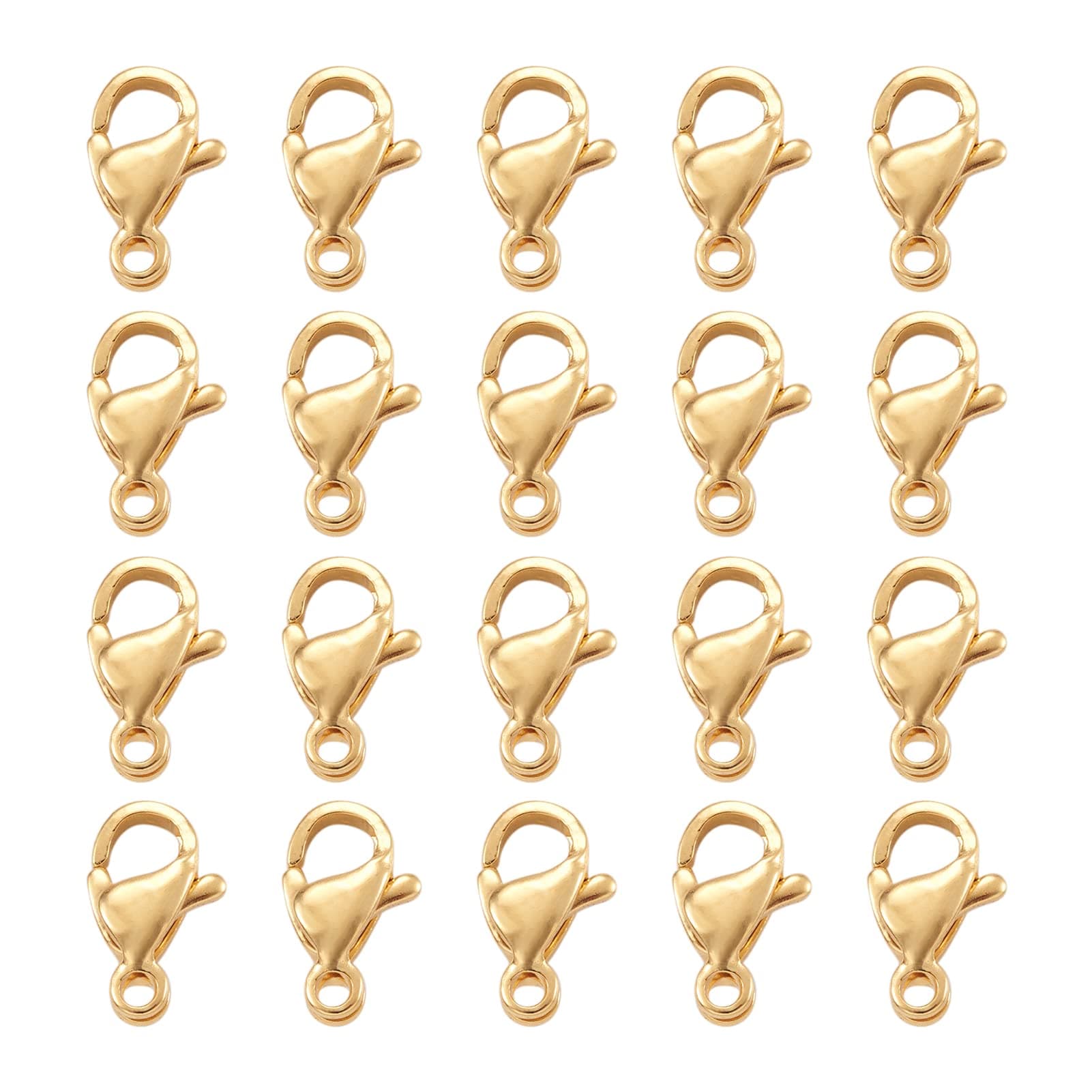 Pandahall 100Pcs 304 Stainless Steel Lobster Claw Clasps Real 18K Gold Plated 9x5x2.5mm Polishing Jewelry Clasps Connectors for Bracelet Necklace Jewelry Making