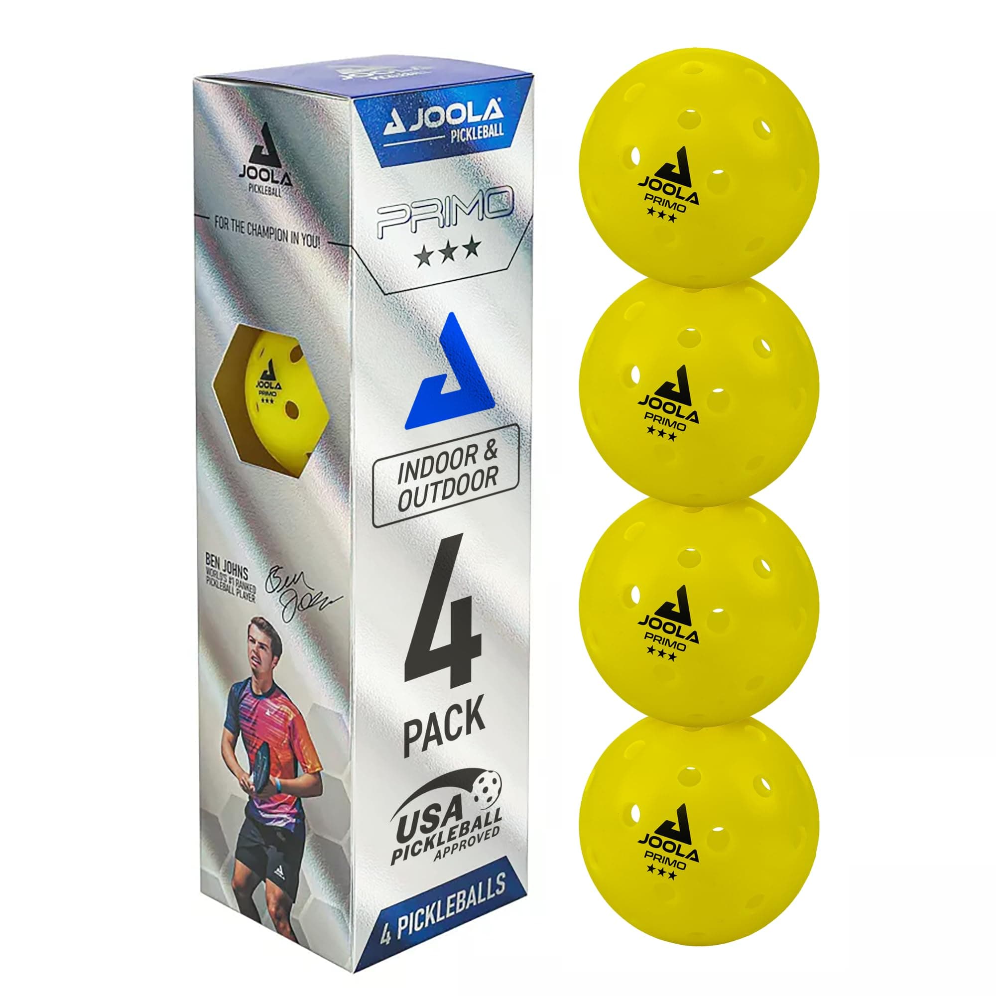 Primo Pickleball Balls - Tournament Indoor and Outdoor Pickleball Balls - USAPA Approved - Ideally Weighted and Precision Crafted 40 Hole Design Pickleball Official Size