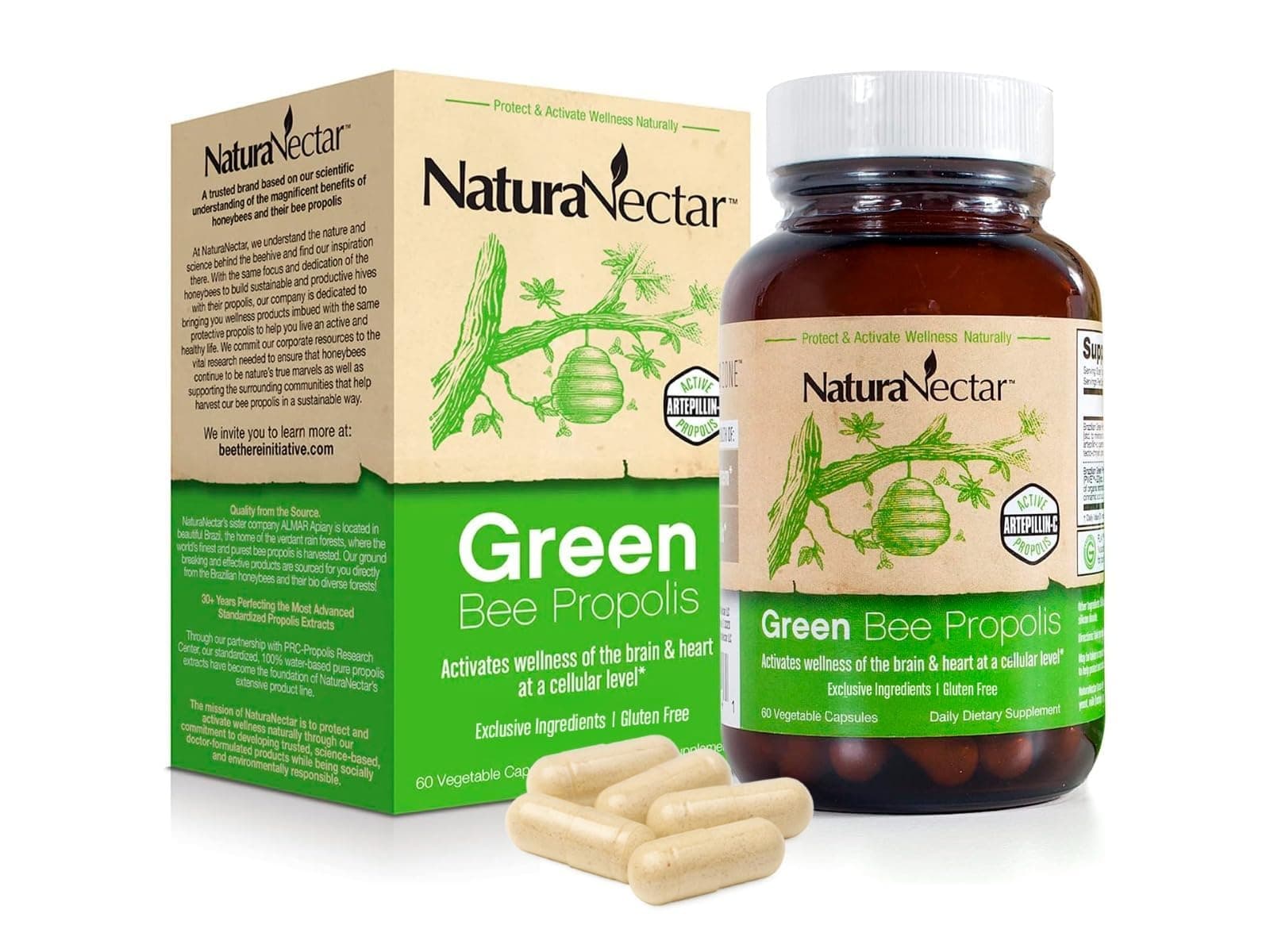 NaturaNectar Green Bee Propolis (60 Vegetable Capsules)