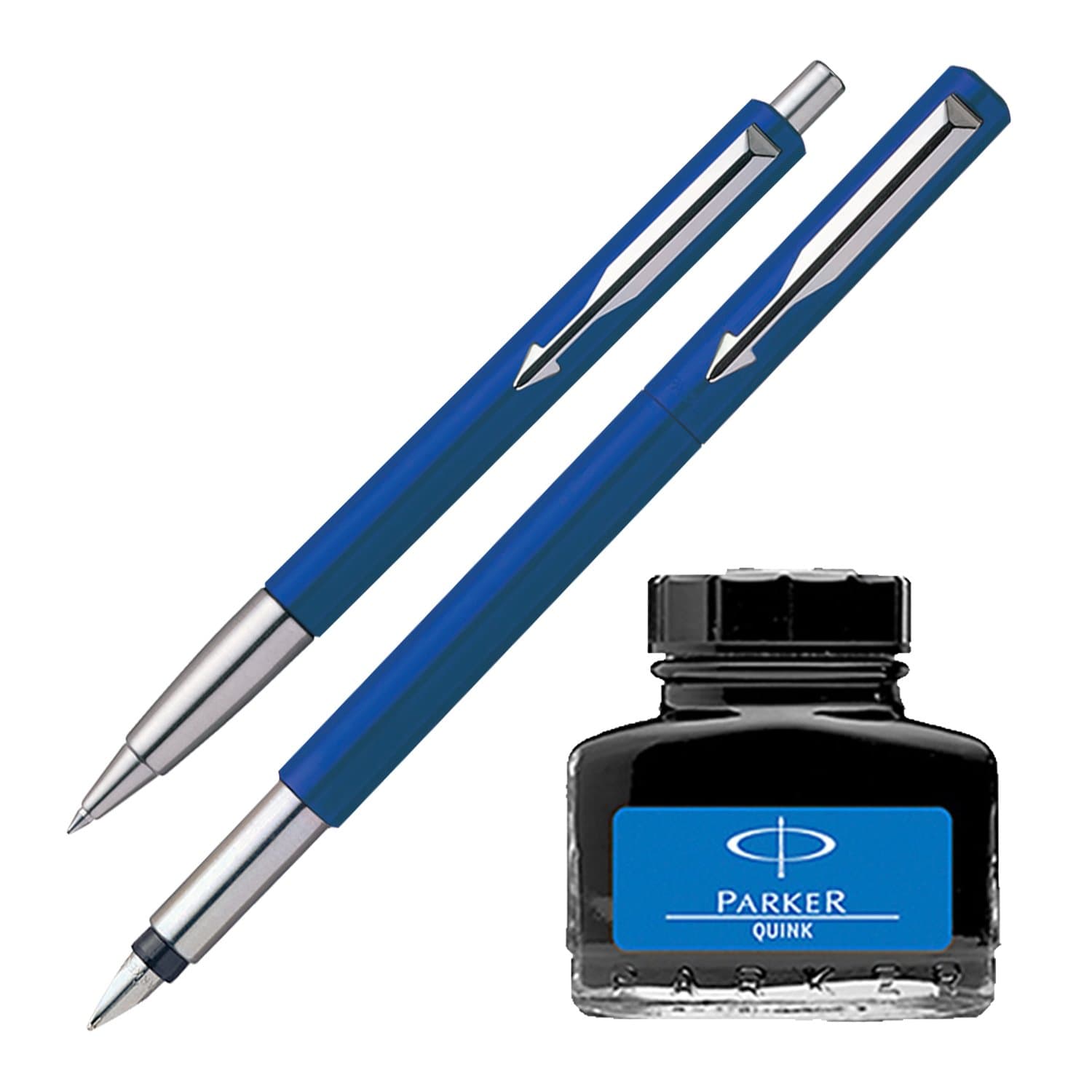 Vector Standard Sets Fountain Pen + Ball Pen - Blue + Quink Ink Bottle - Blue (30ML)