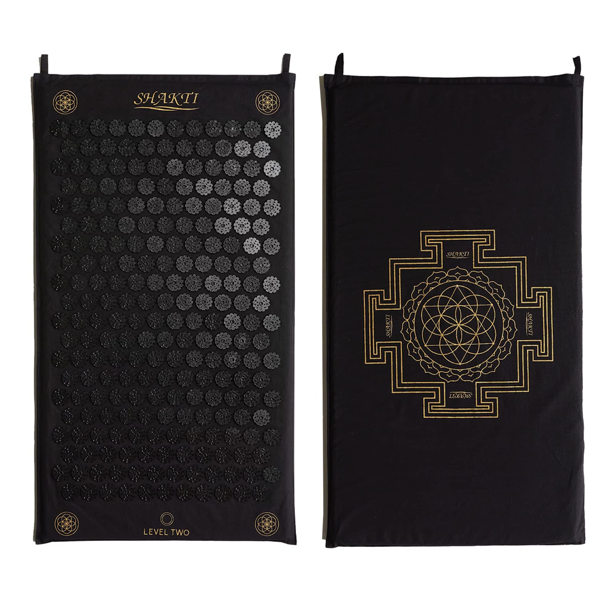 Shakti Premium Acupressure Mat Black Level 2, Sustainable & Durable, Relieves Stress & Tension, Promotes Relaxation & Focus, Ethically Handcrafted Acupuncture Mat in India, Organic Cotton Certified