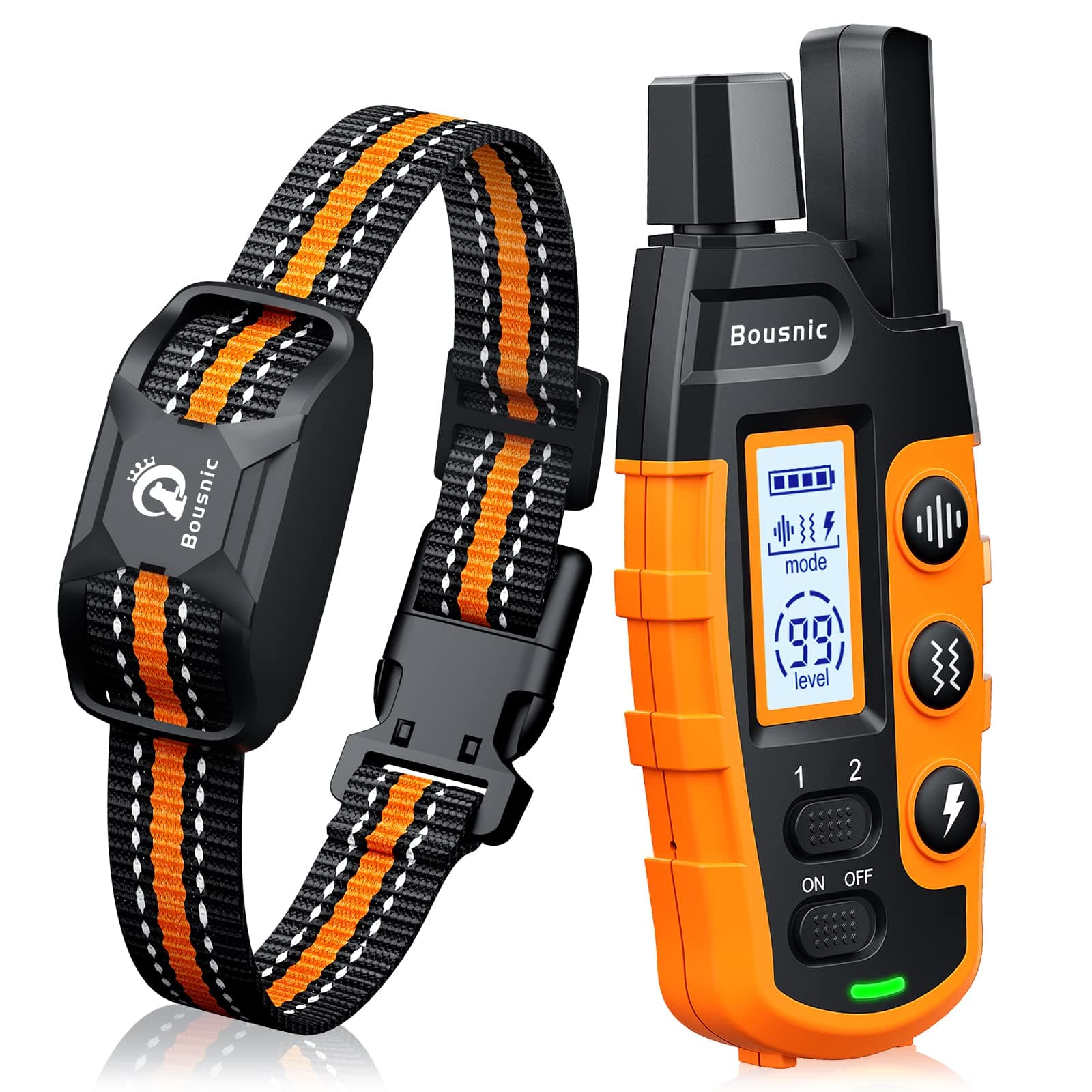 - Dog Shock Collar - 3300Ft Dog Training Collar with Remote for 5-120lbs Small Medium Large Dogs Rechargeable Waterproof e Collar with Beep (1-8), Vibration(1-16), Safe Shock(1-99) (Orange)
