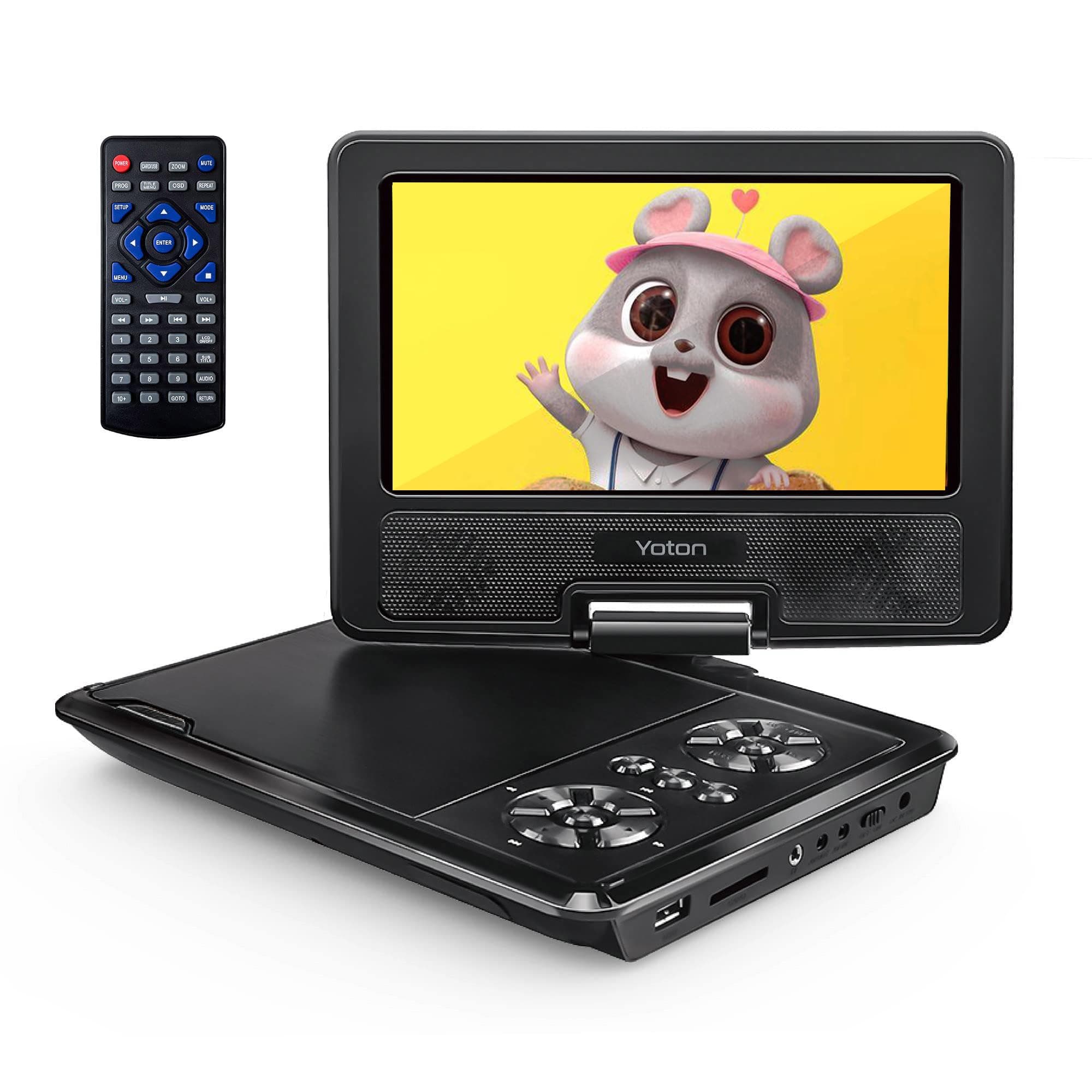 Yoton 9.5" Portable DVD Player with 7.5" HD Swivel Screen, Easy Setup for Kids and Elderly, 6 Hours Working time, Supports All-Region, Headphone/AV-IN/AV-OUT/USB/SD Card [Not Support Blu-ray]