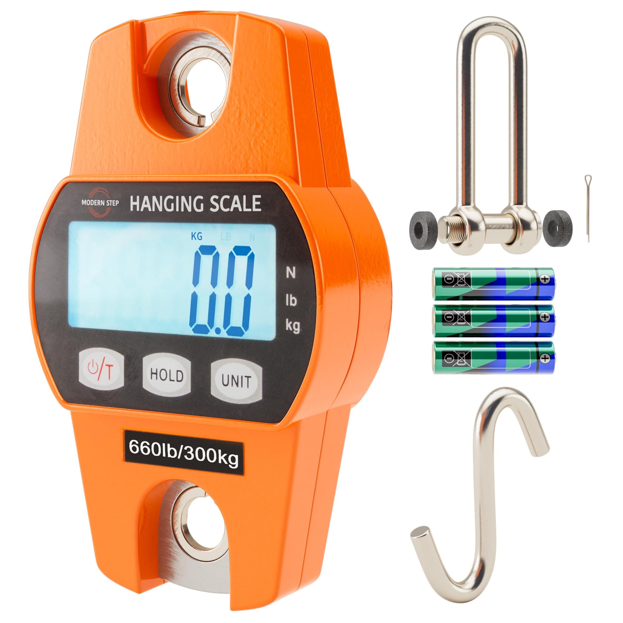 Digital Hanging Scale 660 LB 300 KG - Professional Heavy Duty Waterproof Fish Scale - Portable Durable Crane Scale for Luggage Weight Suitcase Hunting Farm Bike Bow Fish Weight Fishing Scale