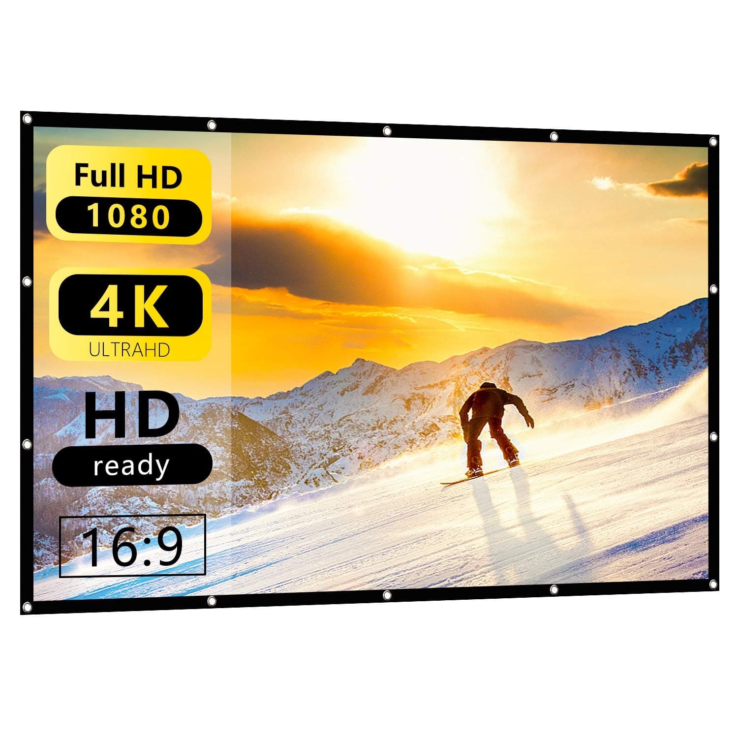 60 Inch 16:9 HD Projector Screen Nell Zimi Portable Foldable Screen Anti-Crease Indoor Outdoor Projector Movies Screen for Home Theater Support Double Sided Projection