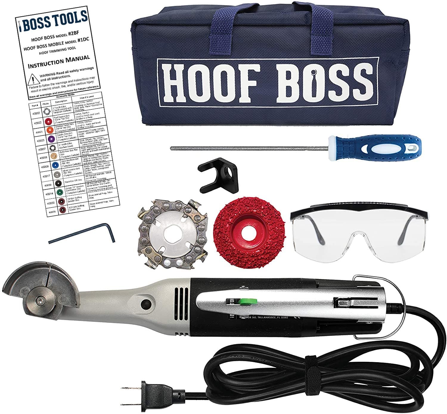 Hoof Boss - Horse Hoof Trimmers Basic Electric Set 110v - Horse Hoof Trimming Tools - Farrier Tool Kit - Grinder Discs and Accessories Included