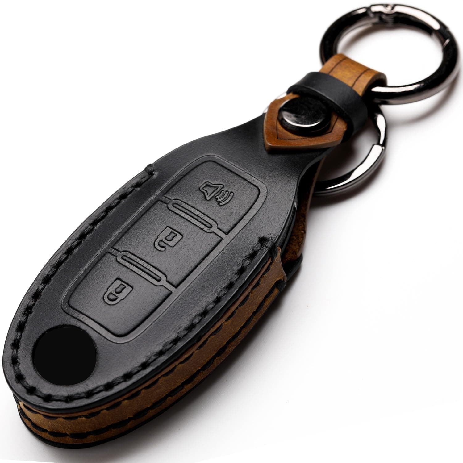 Leather Car Key Fob Cover Compatible with Nissan Keyless Remote Control