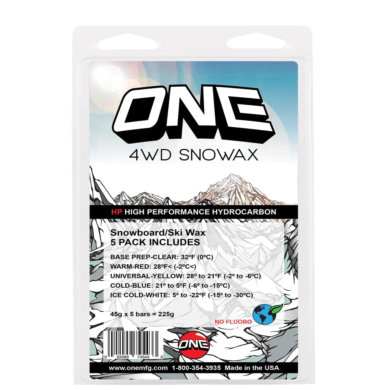 - One Mfg 4WD Snowboard & Ski Wax, 5-Pack of Oneball Waxes for Universal Snow, Cool Snow, Cold Snow, Ice Cold Snow, Warm Snow, Base Wax, No Fluoro