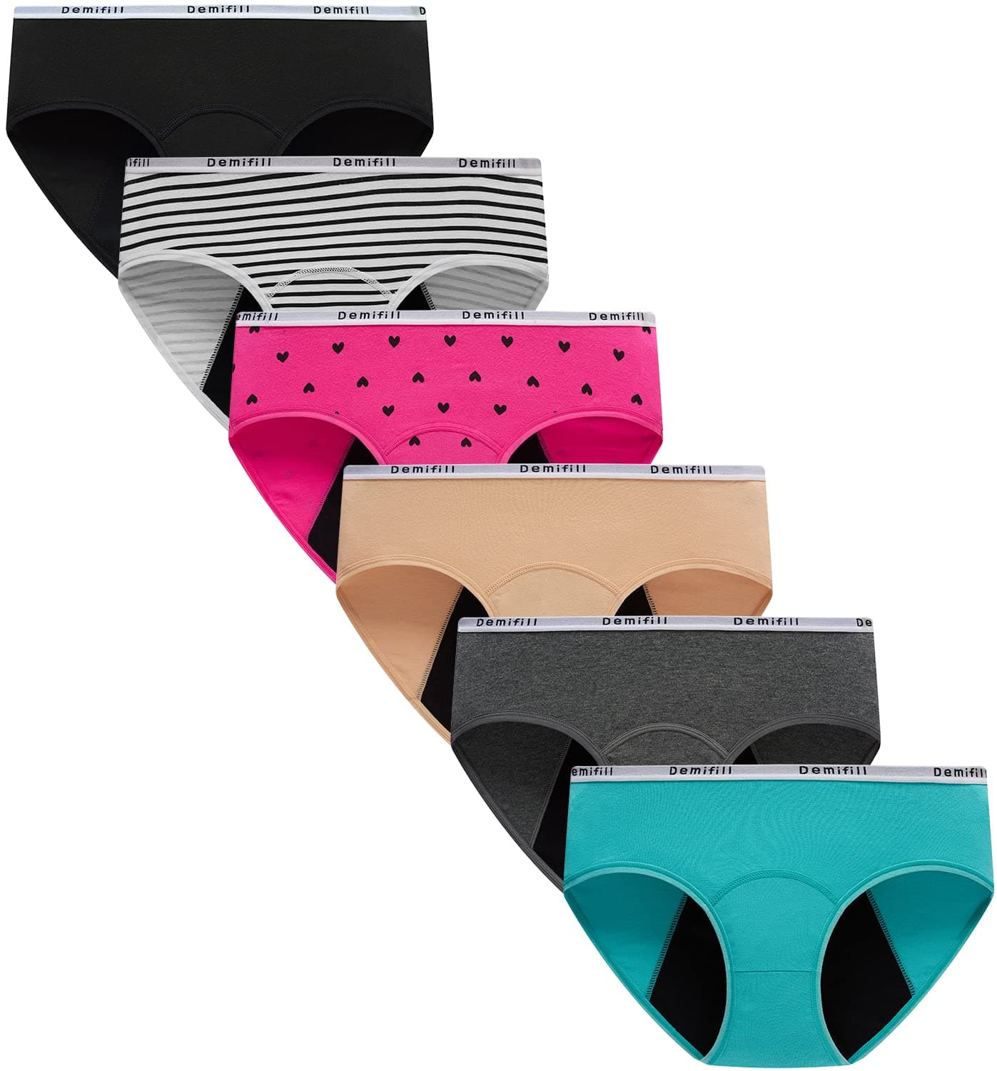 Teen Girls Period Panties Juniors First Period Starter Underwear Soft Briefs Pack of 6 Multipack