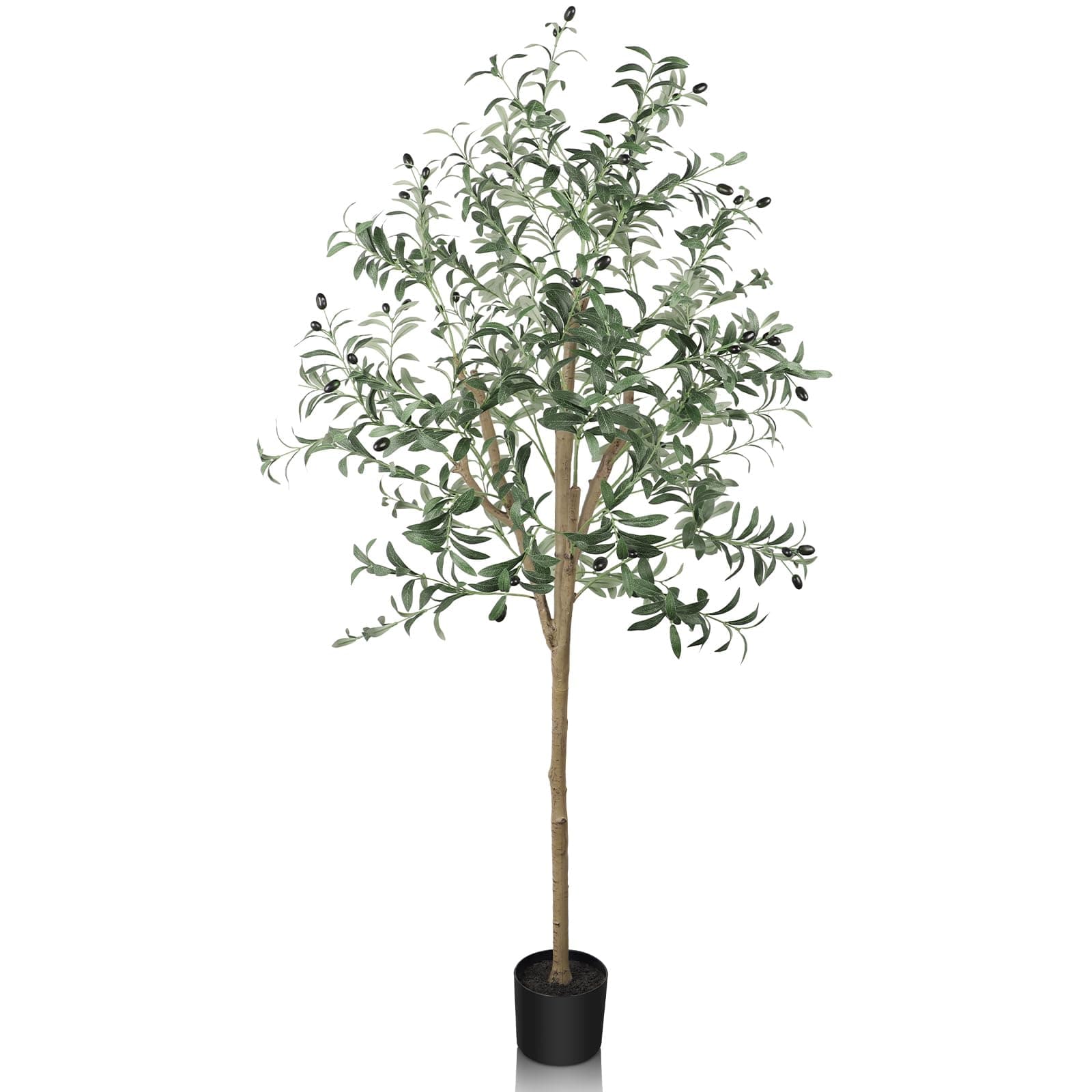 YOLEO 5.5FT Artificial Olive Tree Tall Faux Silk Olive Plant Lifelike Fake Tree for Home Office Indoor Decor (Style 1)
