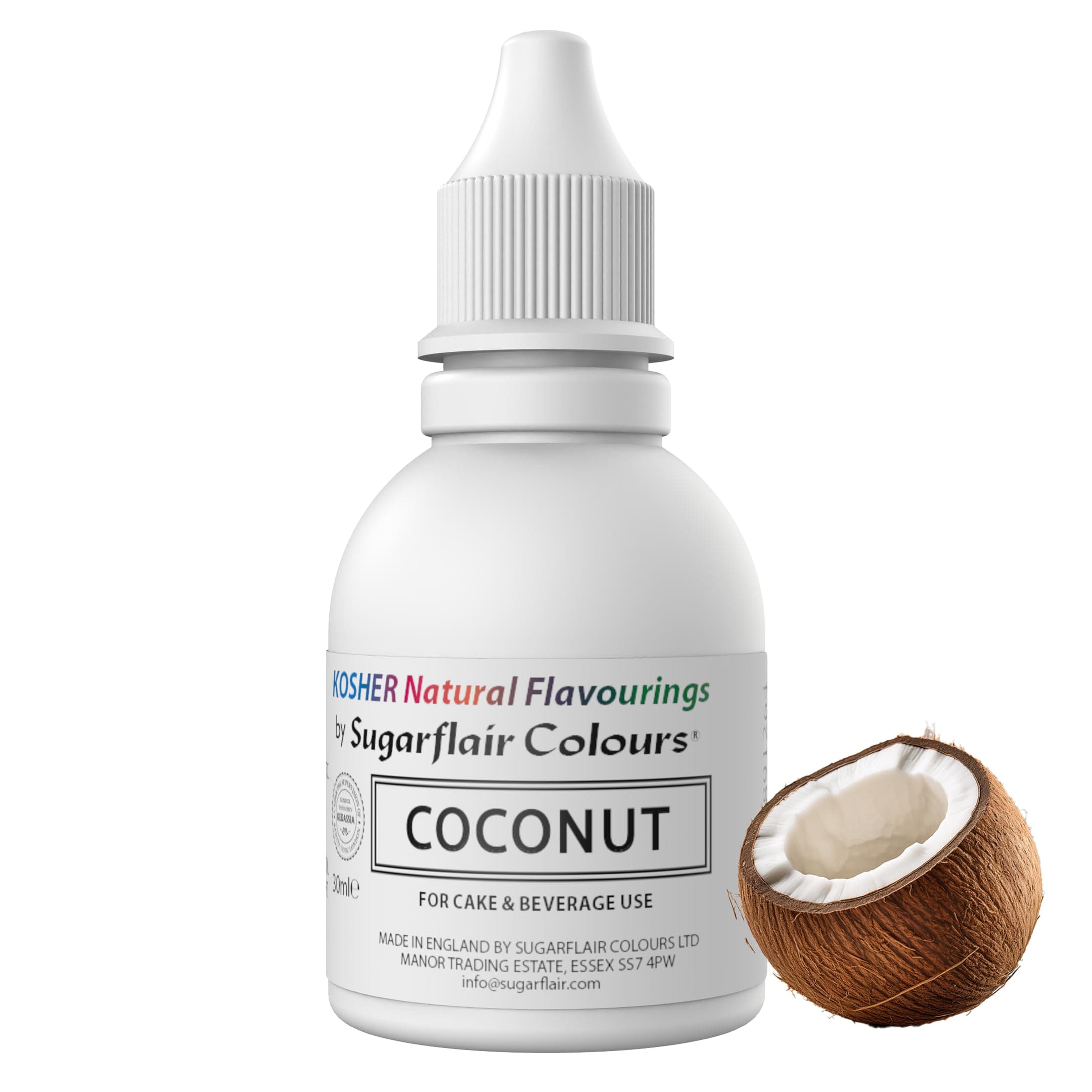Sugarflair Coconut Flavouring - Natural Food Flavouring for Baking, Cakes, Ice Creams, Chocolates, Icings and More! Pack Your Bakes With A Delicious Natural Food Flavour Extract - 30ml