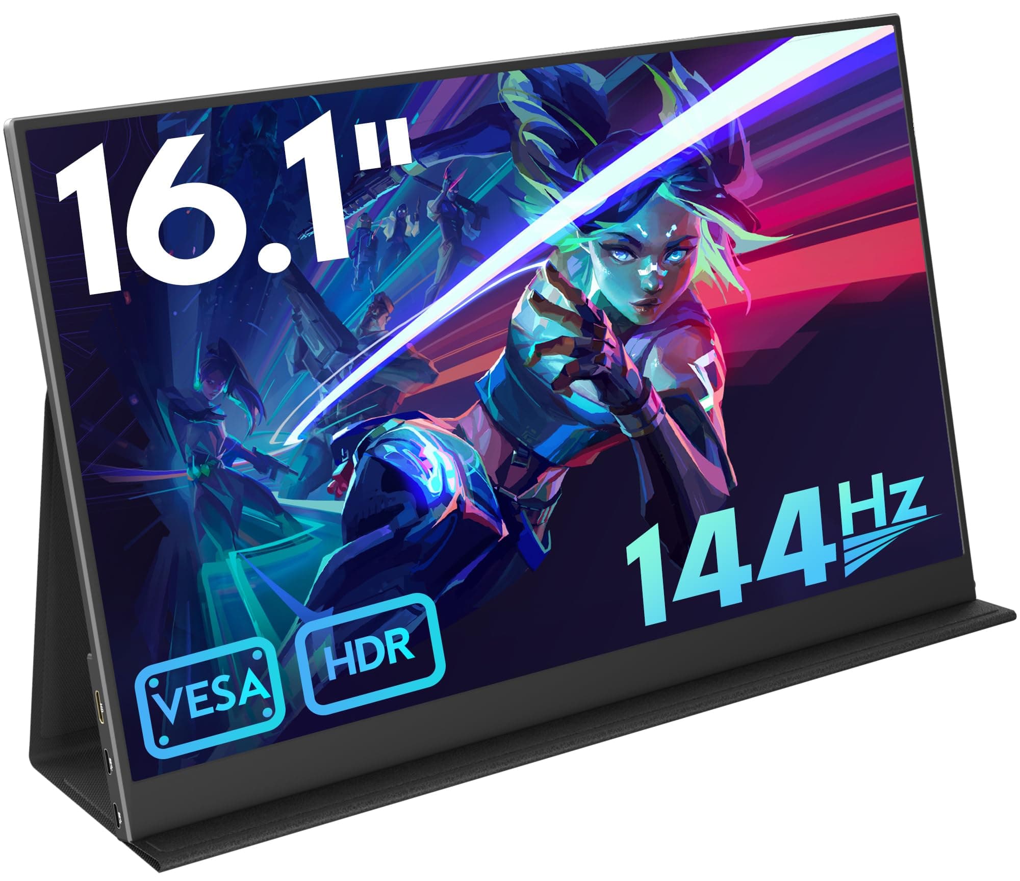 16.1'' 144Hz Portable Gaming Monitor for Laptop, 1080P FHD IPS Screen with HDR, 1200:1 FreeSync, Ultra Slim & Eye Care,Travel Monitor External Screen for Laptop, PC, PS5, Mac, Xbox