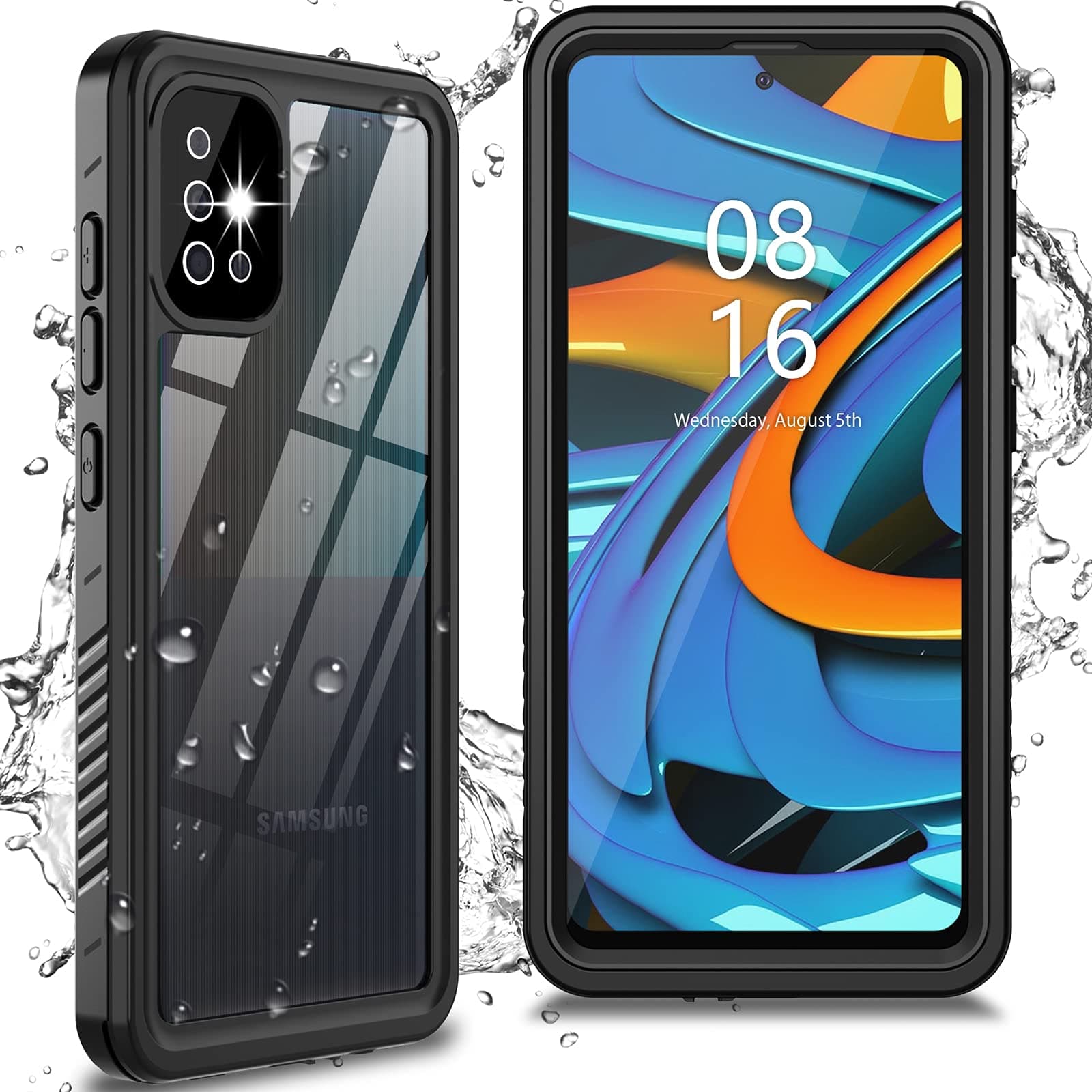 ANTSHARE for Samsung Galaxy A51 Case,A51 Waterproof Case,Built-in Screen Protector Dustproof Shockproof IP68 Underwater Full Body Clear Case for Galaxy A51 (Black)