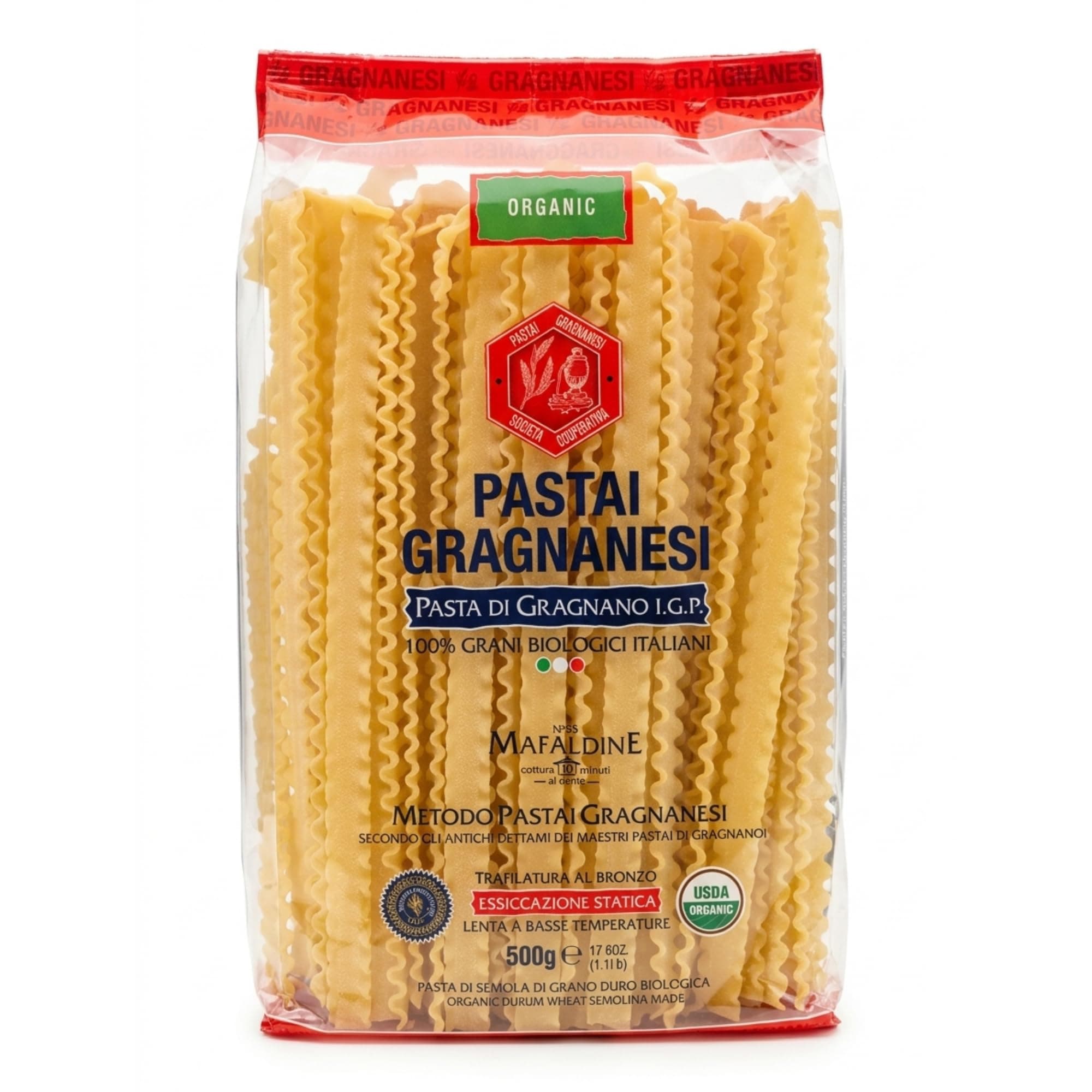 Pastai Gragnanesi Mafaldine Pasta di Gragnano I.G.P. – Organic Bronze Italian Pasta, Reginette Shape, Premium Pasta Imported from Italy – 17.6 oz (500g)