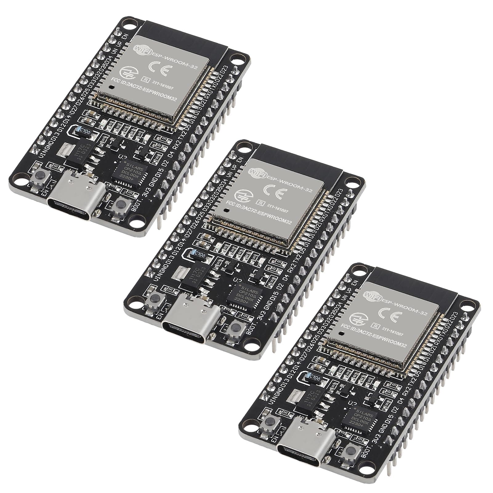 3PCS Type c 30pins CP2102 ESP-WROOM-32 ESP32 ESP-32S Development Board 2.4GHz Dual-Mode WiFi + Bluetooth Dual Cores Microcontroller Processor Integrated with Antenna RF AMP Filter AP STA