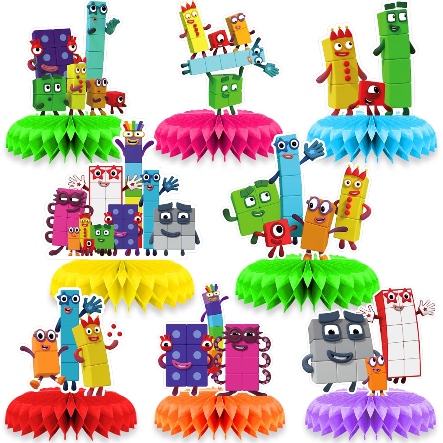8pcs Number Blocks Birthday Decorations Honeycomb Centerpiece Number Blocks Party Decorations for Table Centerpiece Party Suplies