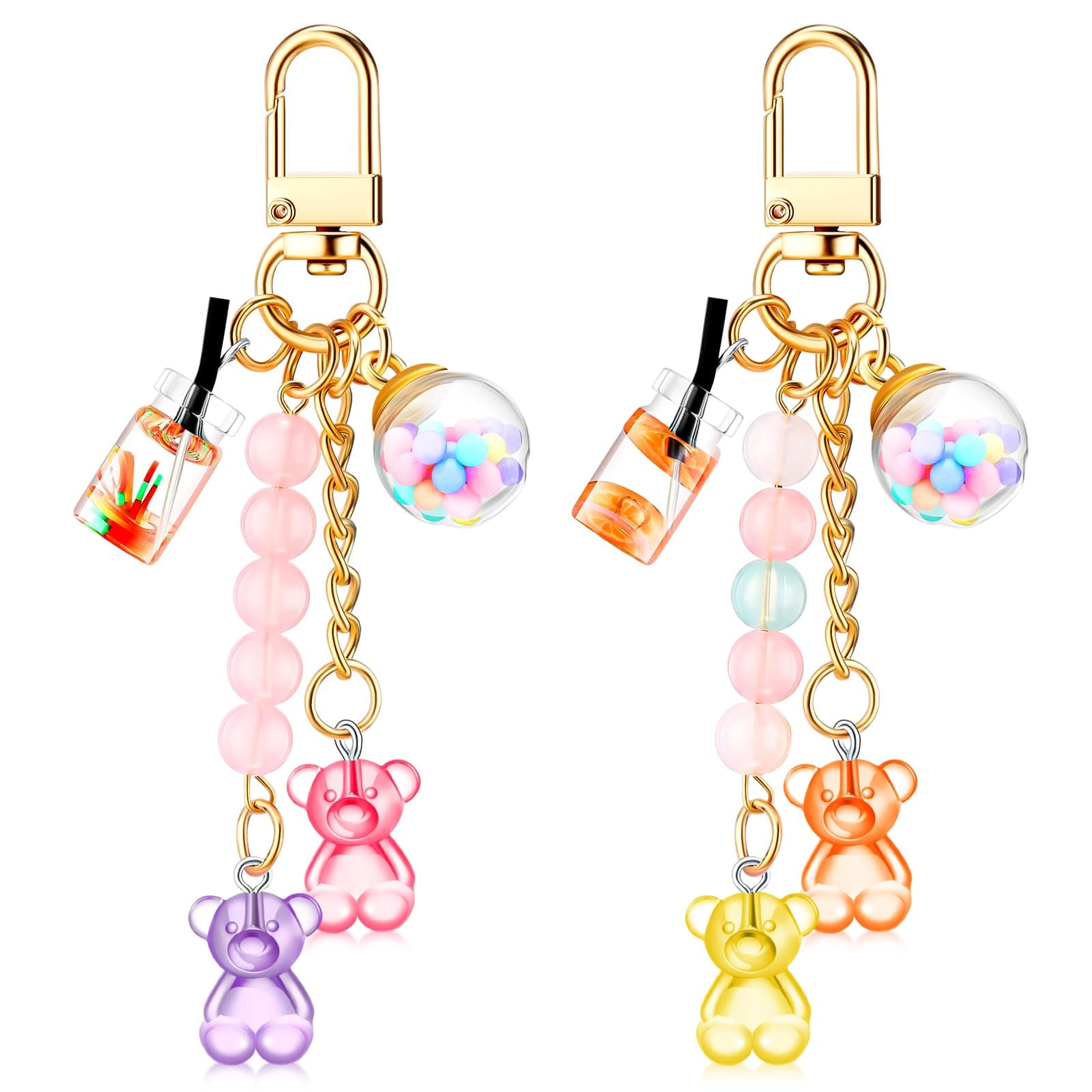Cute Resin Bear Keychain Macaron Bear Keychains Candy Pendant Jewelry Gift Bag Key Ring Accessories for Girl Women