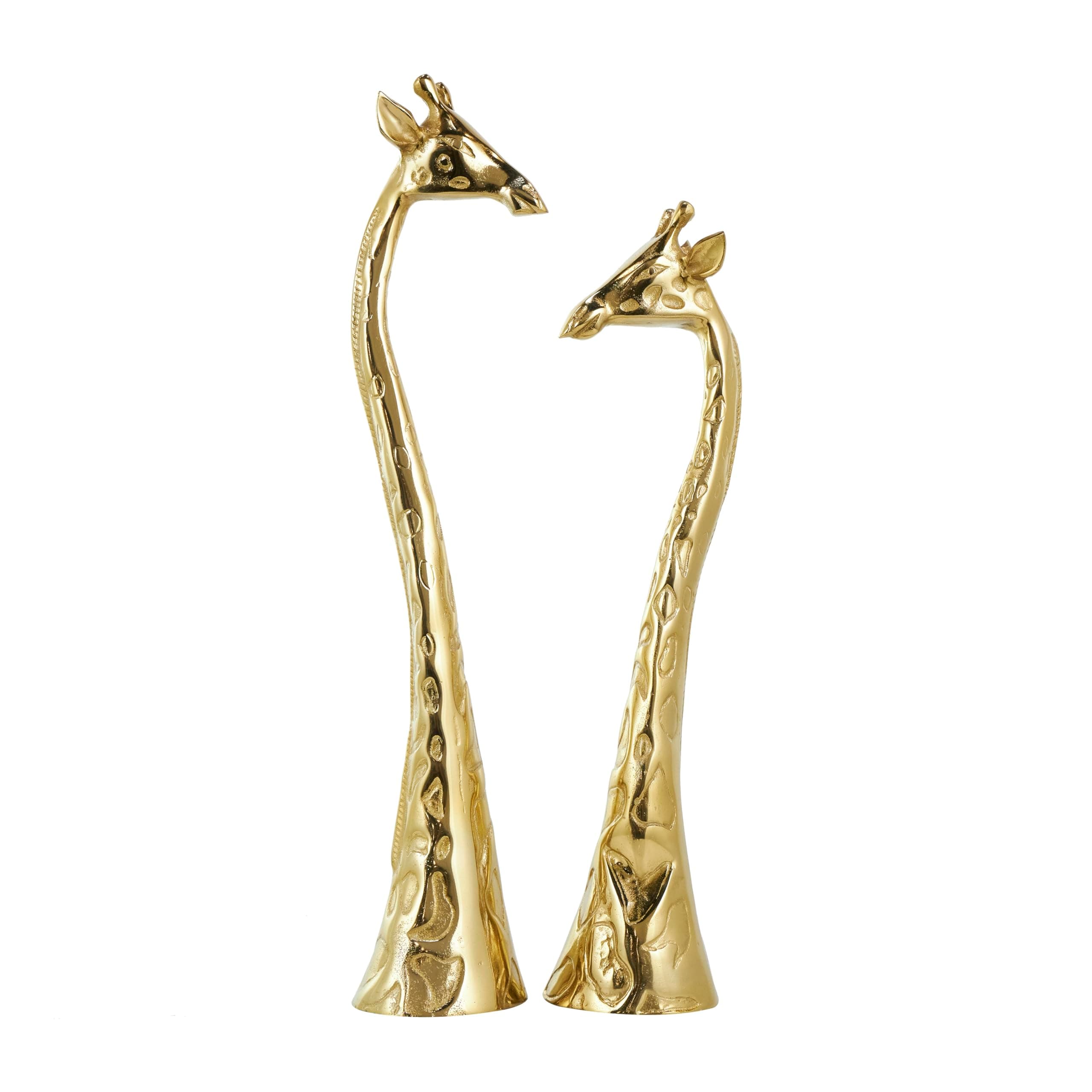 Deco 79 Aluminum Metal Giraffe Decorative Sculpture Home Decor Statues, Set of 2 Accent Figurines 28", 24"H, Gold