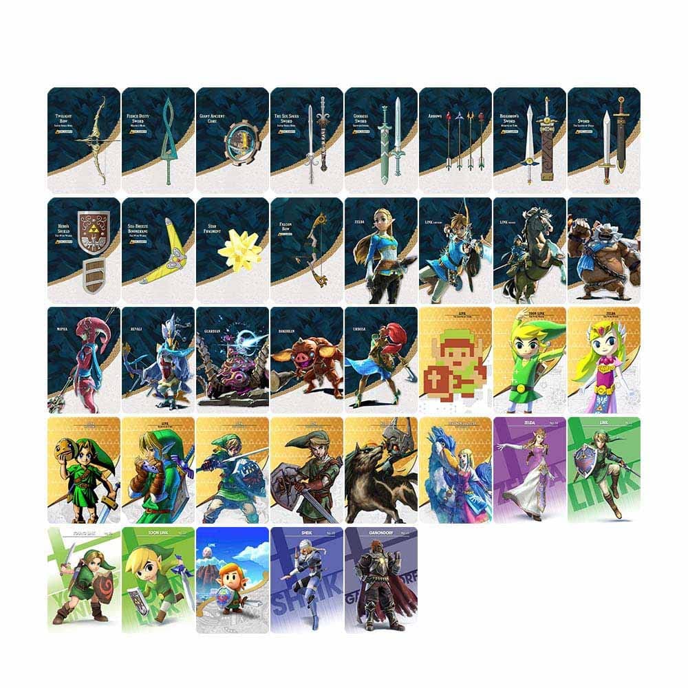 37 PCS Zelda Amiibo Cards, Legend of Zelda Amiibo Card,Zelda & Loftwing NFC Tags Amiibo Card For Switch Game Card