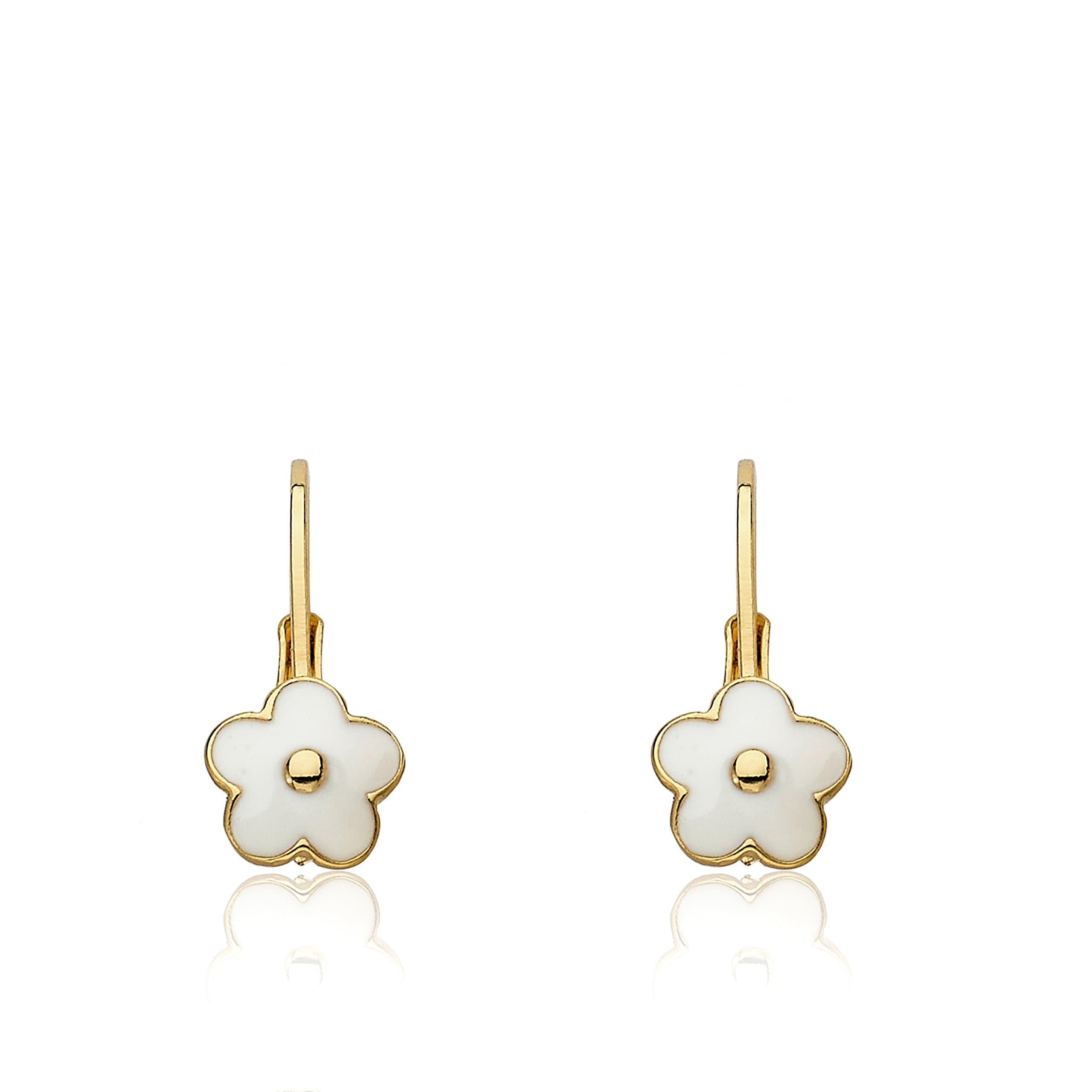 Kids Earrings - 14k Gold Plated Flower Leverback Earrings-Hypoallergenic and Nickel Free For Sensitive Ears
