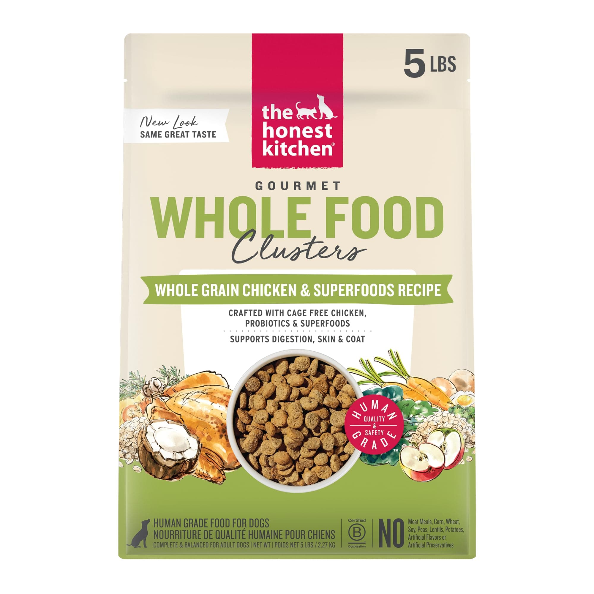 Whole Food Clusters Whole Grain Chicken & Oat Dry Dog Food, 5 lb Bag