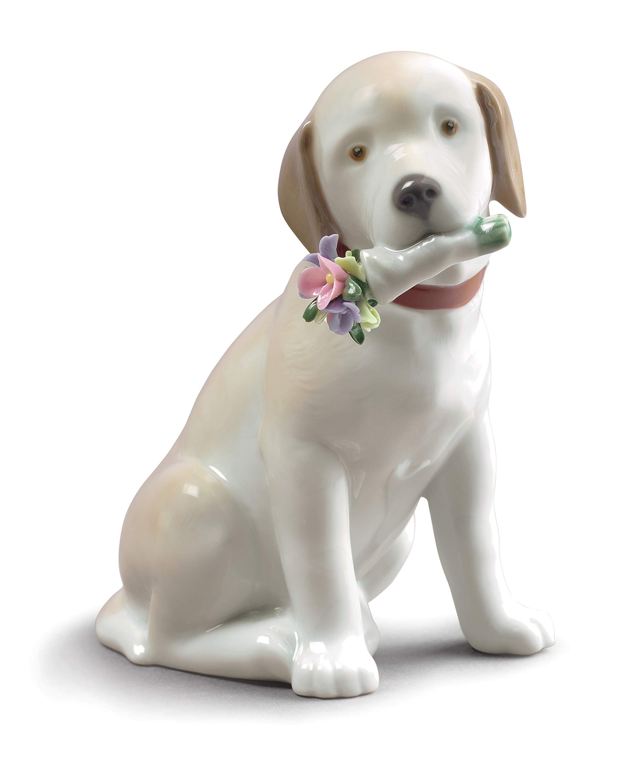 This Bouquet is for You Dog Figurine. Porcelain Dog Figure.