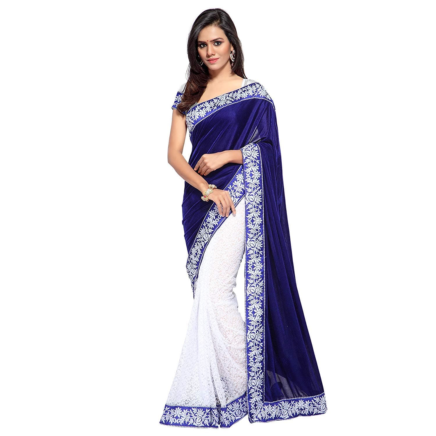 Dubai Creation Women's Saree (Blue)