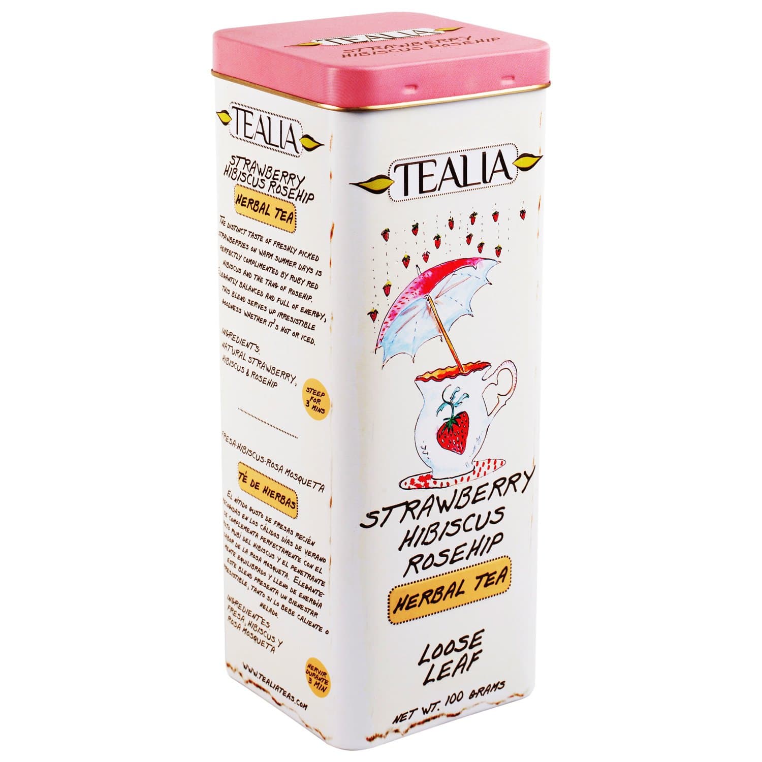 Tealia Strawberry Hibiscus Rosehip 100g Loose Leaf Tea