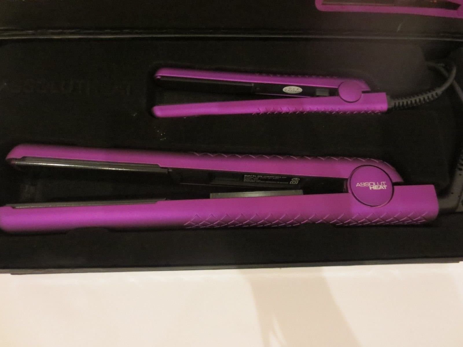 AbsolutHeat Pro Ion Jetset Ceramic, Purple Metallic 1 1/4 & 1/2 Inch Flat Iron Set