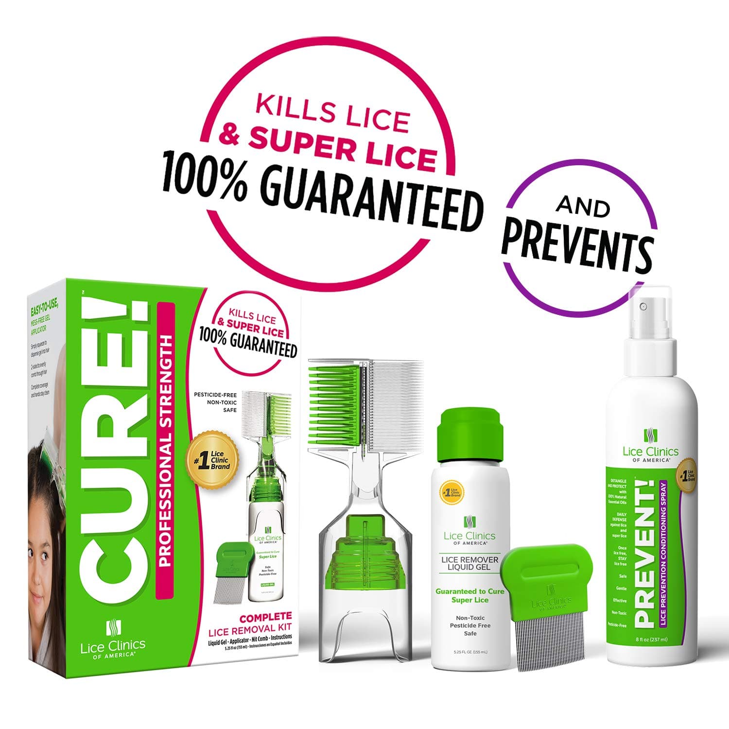 Lice Treatment Kit + Daily Prevention Conditioning Spray by Lice Clinics – Cure & Repel Lice with Complete Kit