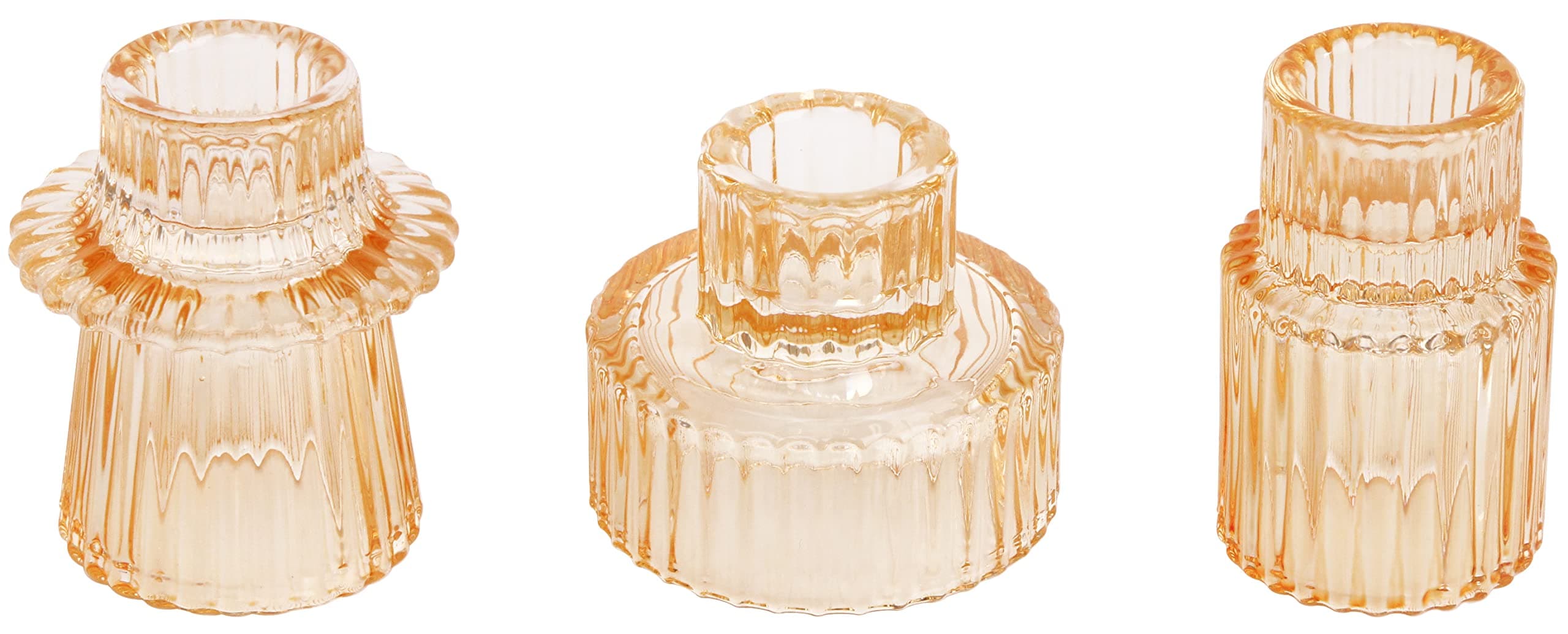 Vixdonos Set of 3 Glass Candlestick Holders