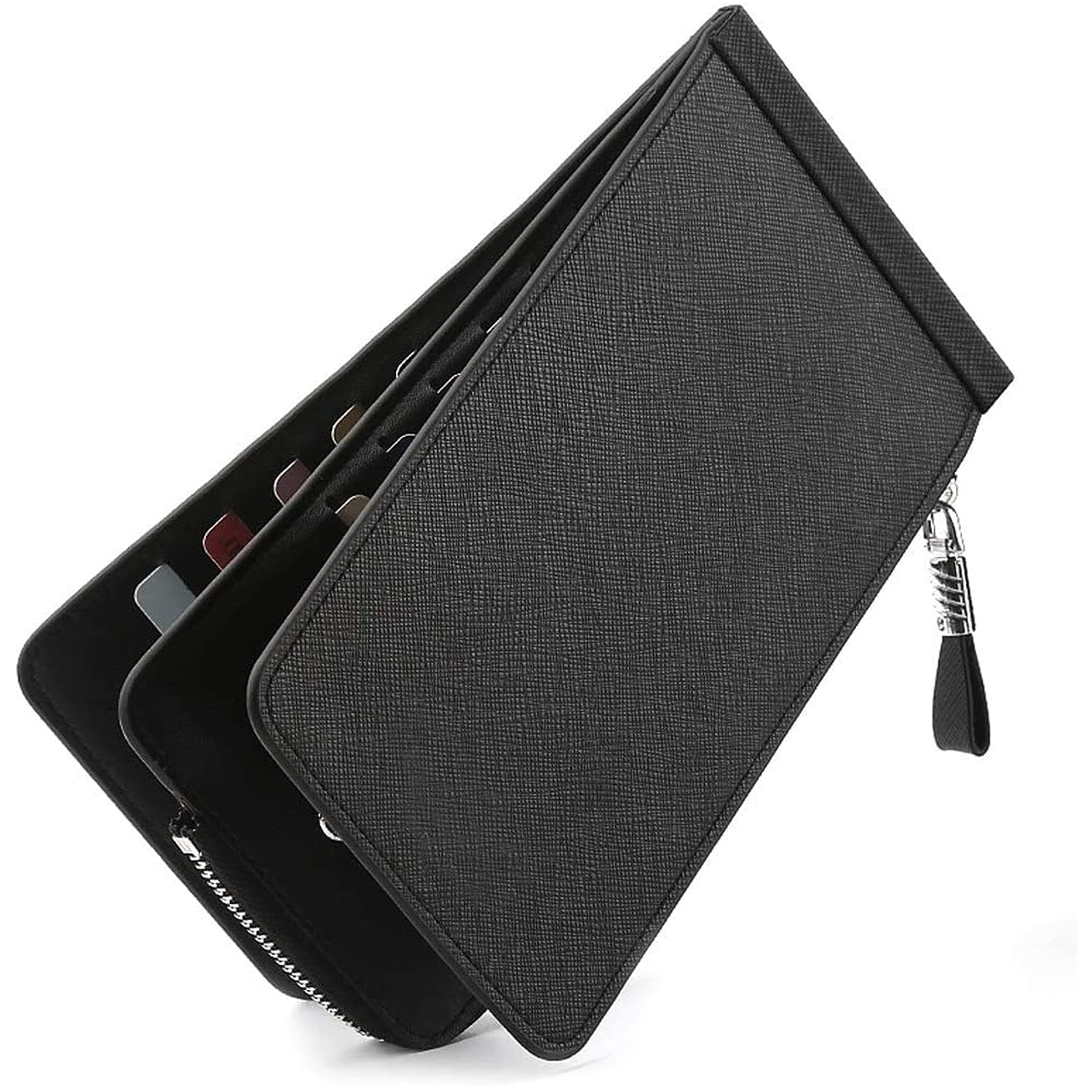 INKMILAN Sleek Wallet Money Purse, Long Zipper Unisex Wallet, Cell Phone Holder Travel Mini Purse, Daily Use Handbag, Birthday Gift for Women and Girls (Black)