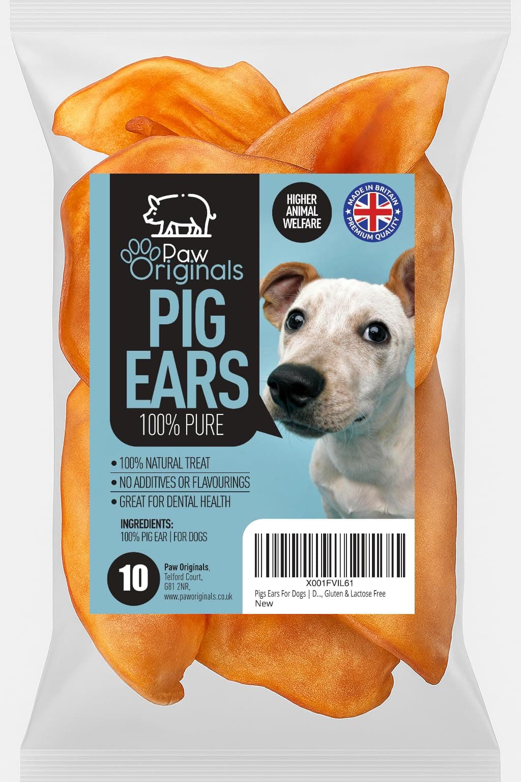 Extra Large Pigs Ears For Dogs | Delicious Tasting Air Dried | Healthy Treat Chew | Helps Keep Teeth Clean & Gums Healthy| Grain, Gluten Free