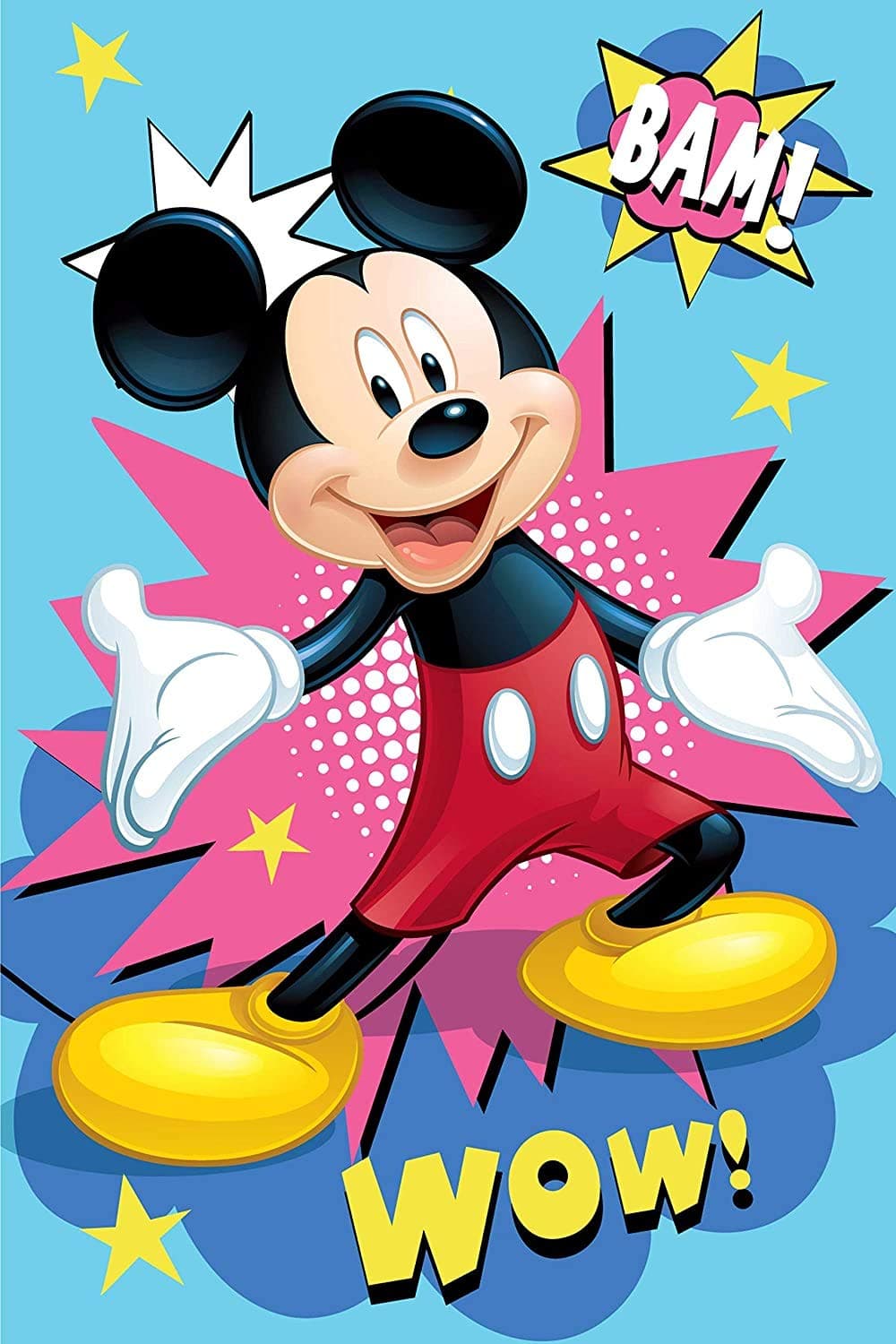 Disney Mickey Mouse Blanket - Blue Disney Mickey Mouse Toddler Blanket - Mickey Mouse Fleece Throw 100cm x 150cm - Soft Character Blanket Throw for Boys and Girls