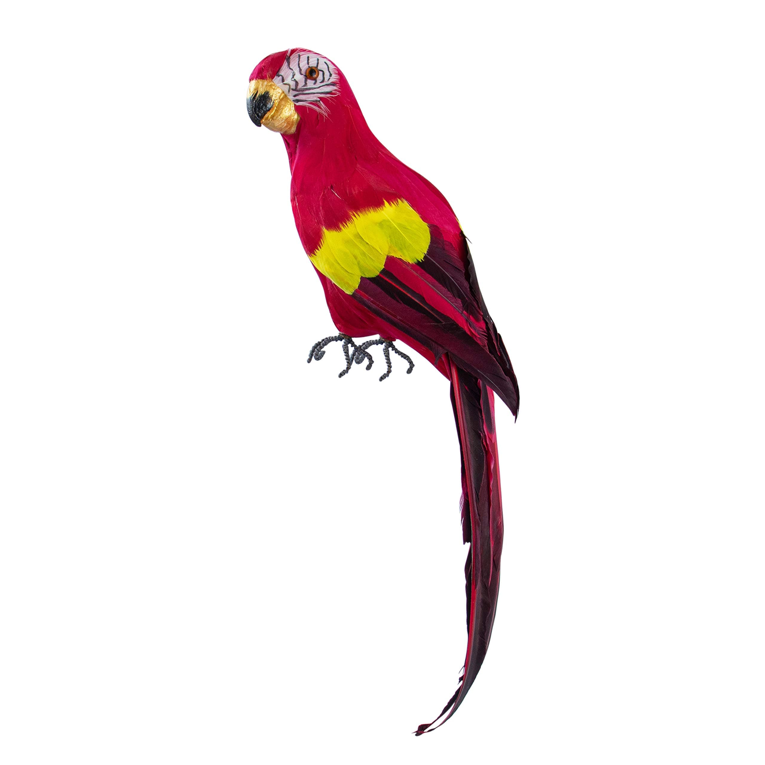 AUEAR, 17.7 Inch Red Lifelike Artificial Birds Feathered Fake Shoulder Parrot Decor Model for Decoration Craft Decorative Prop