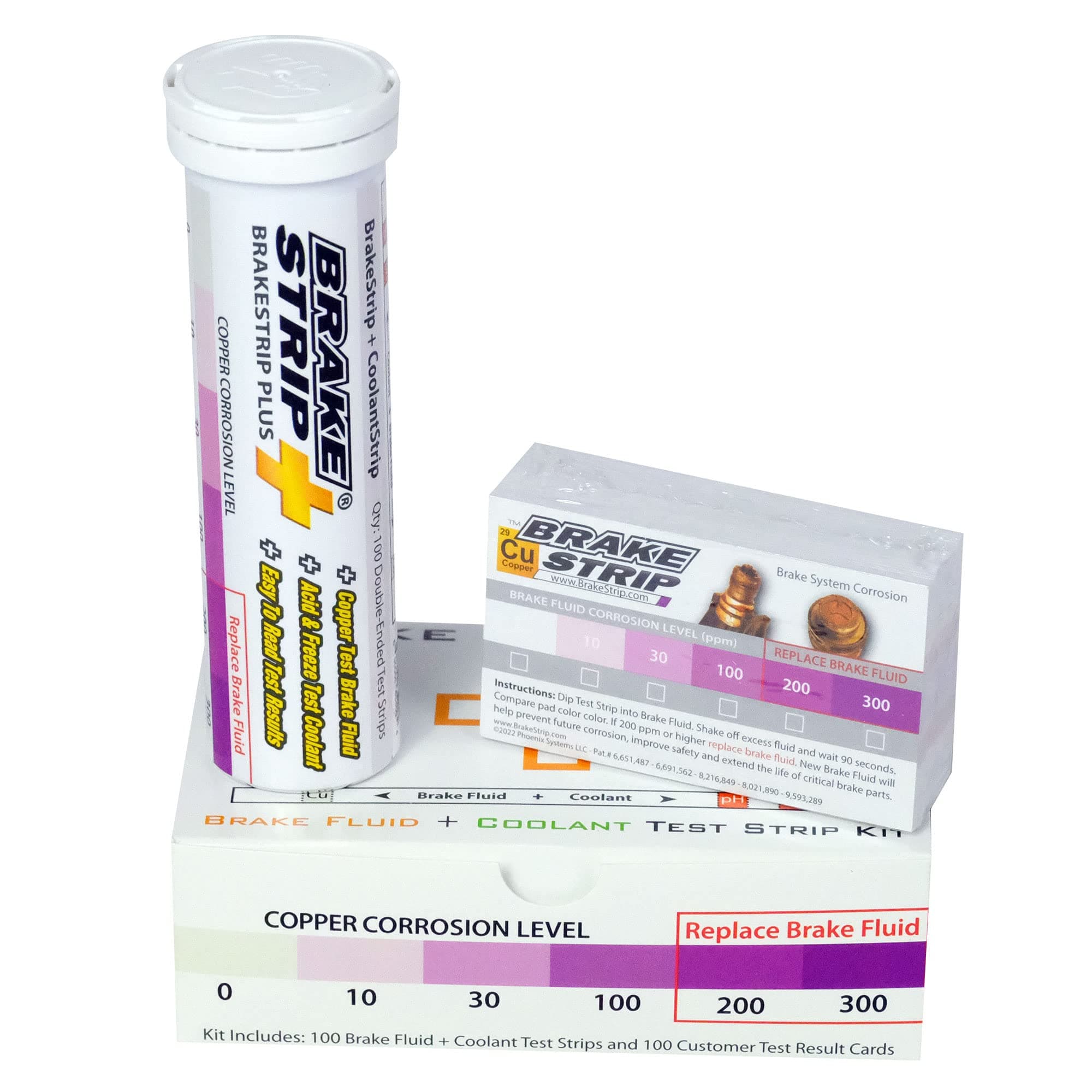 Phoenix SystemsBrakeStrip Plus Service Center Kit. Double Ended Brake Fluid Plus Coolant Test Strips and Rating Scale Cards