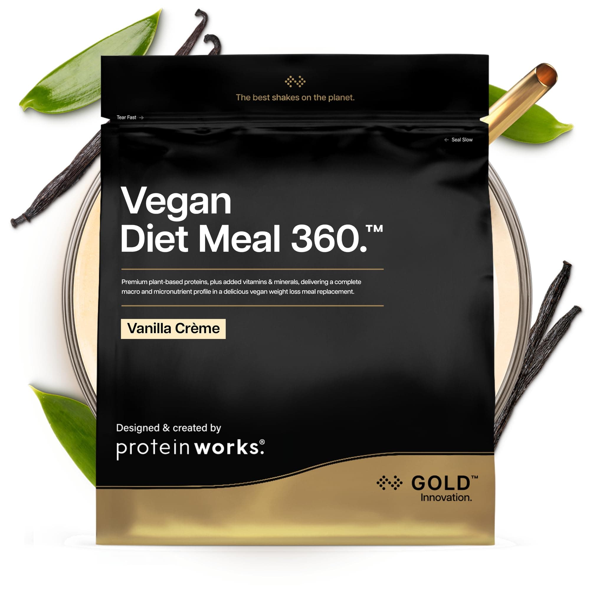 Protein Works | Vegan Diet Meal 360 - GOLD Innovation, Vegan Protein, Diet Meal Replacement Shake, Supports Healthy Weight Loss, Low Sugar, High Fibre, Vanilla Crème, 7 Meals, 500g