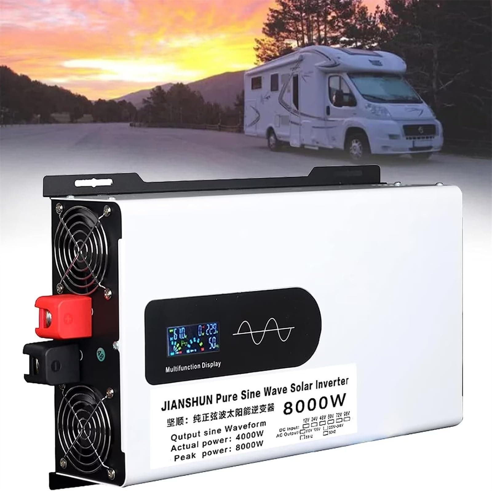5000W 6000W 8000W 10000W 12000W Pure Sine Wave Inverter Power Inverter DC 12V 24V 48V 60V 72V to 110V 220V AC Converters Voltage Transformer Solar Inverter for RV/Outdoor/Camping(8000W,60Vto220V)
